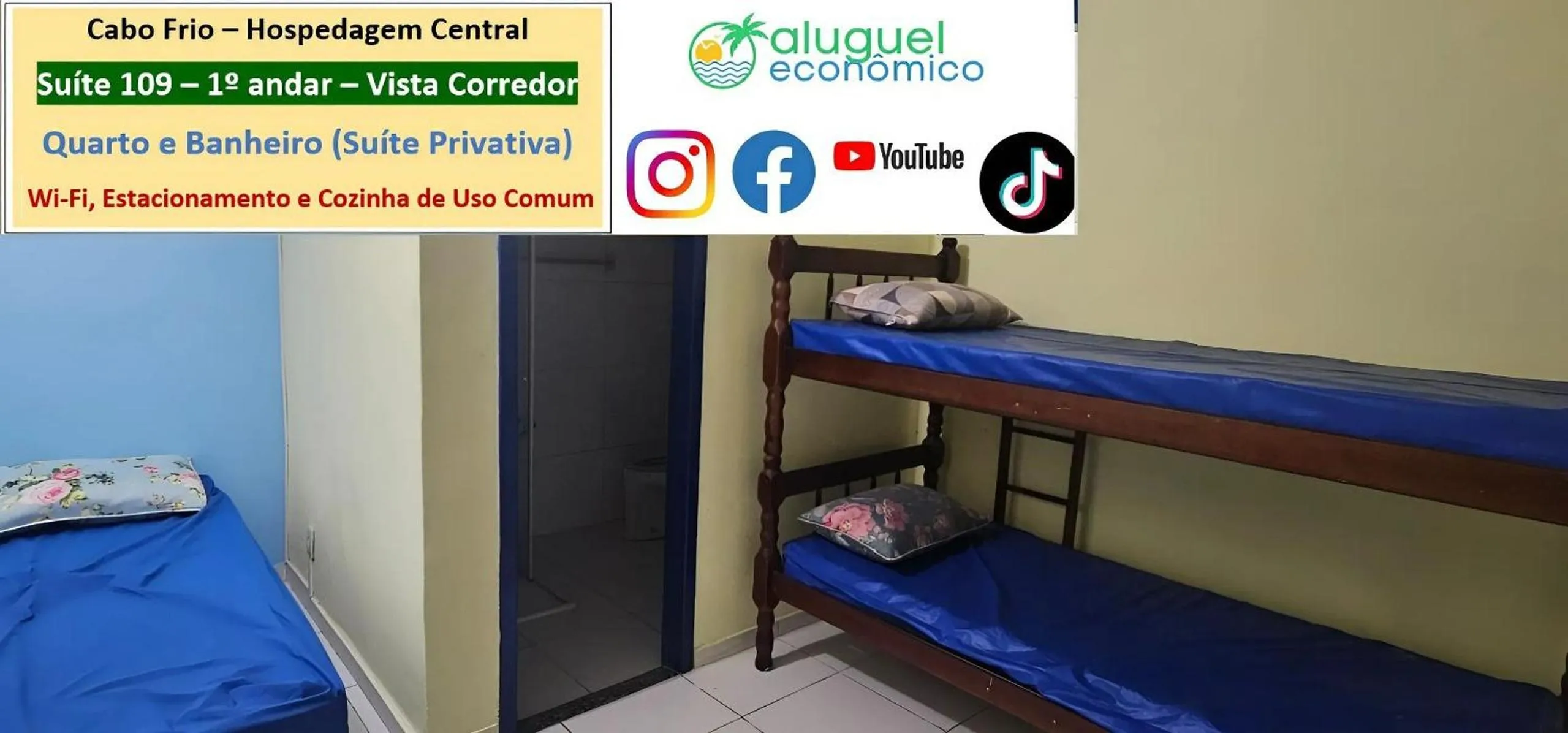 Bedroom, Bed in Cabo Frio - Hospedagem Central - Aluguel Econômico