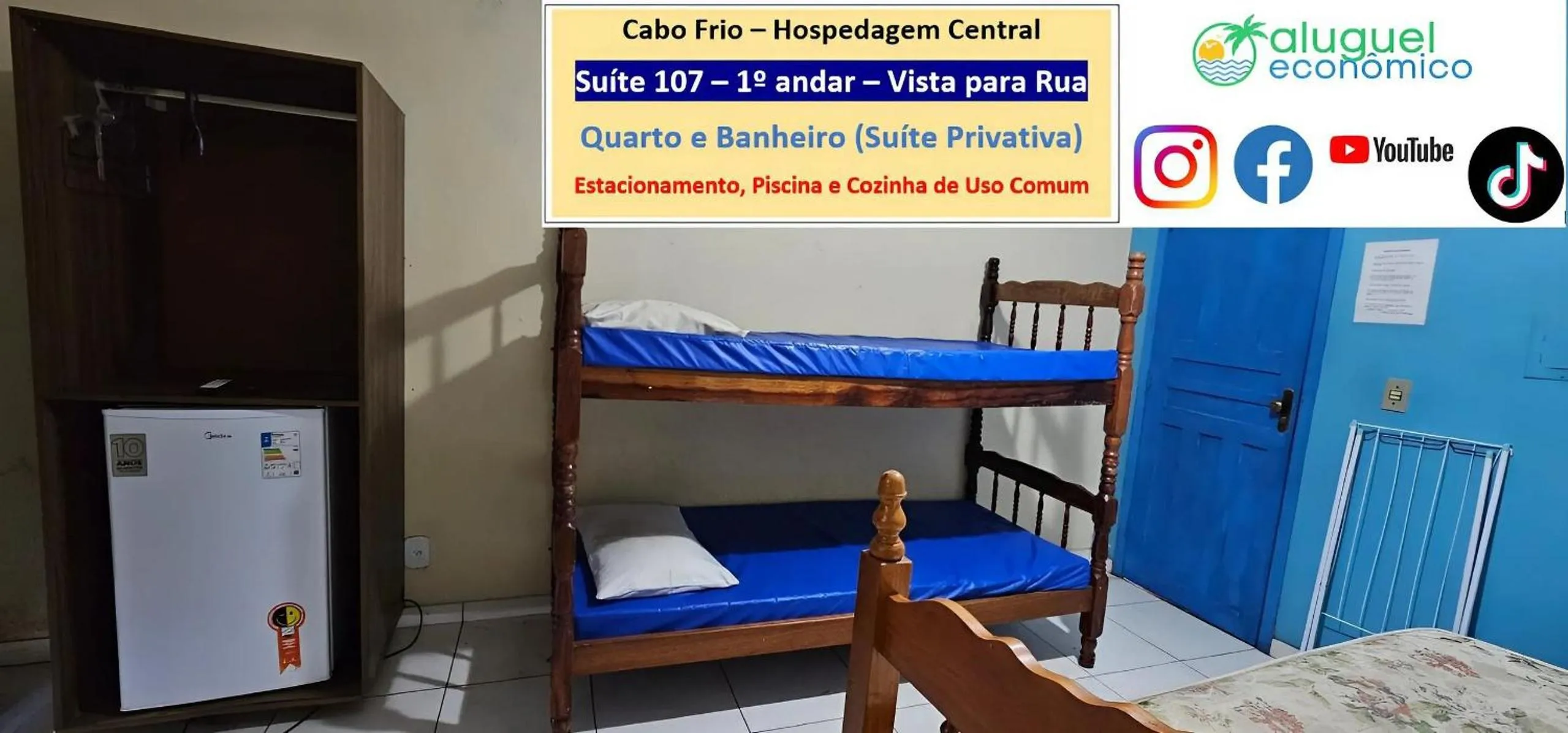 Bedroom, Bed in Cabo Frio - Hospedagem Central - Aluguel Econômico