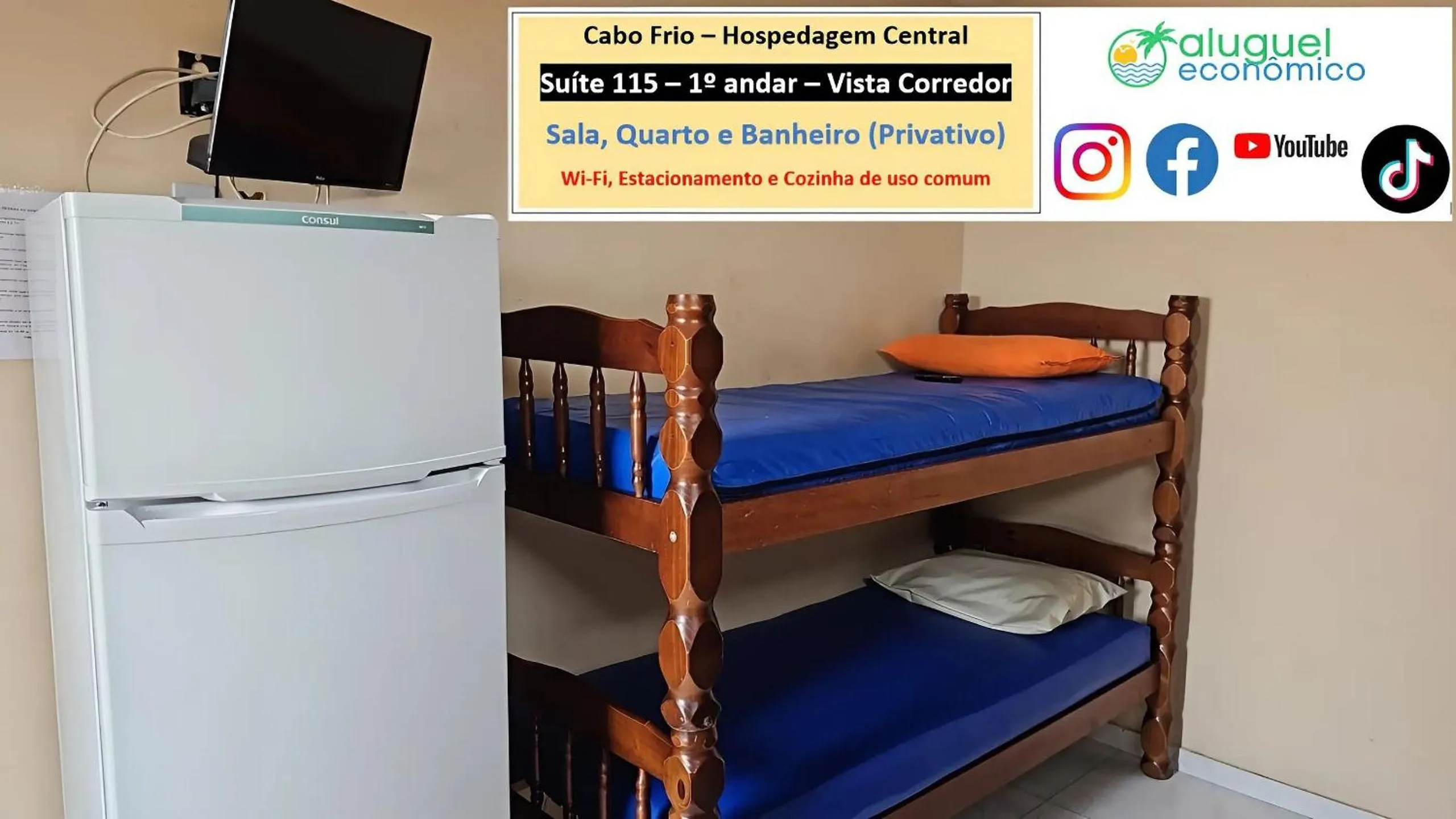 Bedroom, Bed in Cabo Frio - Hospedagem Central - Aluguel Econômico