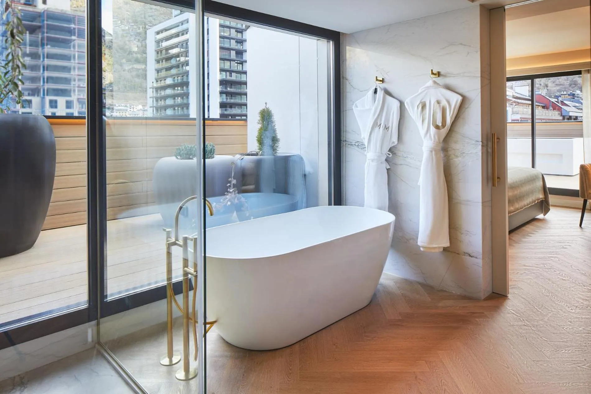 Bath, Bed in Hotel MIM Andorra