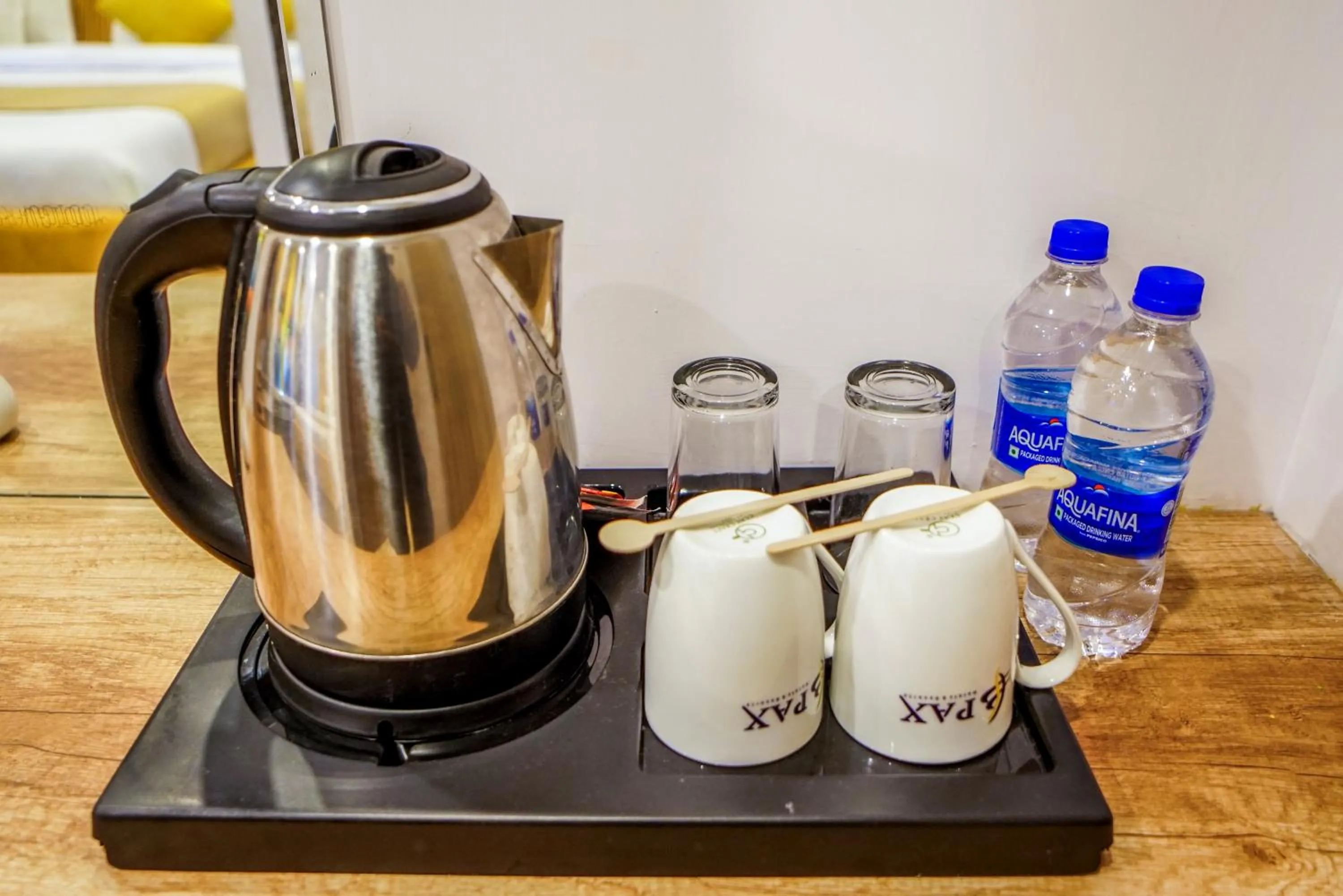 Coffee/tea facilities in Pax Hotel Grand Blue 3 min walk from Udaipur city Railway Station