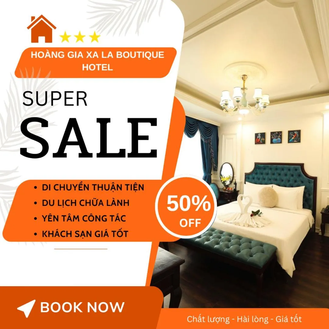 Property logo or sign, Bed in Hoàng Gia Xa La Boutique Hotel