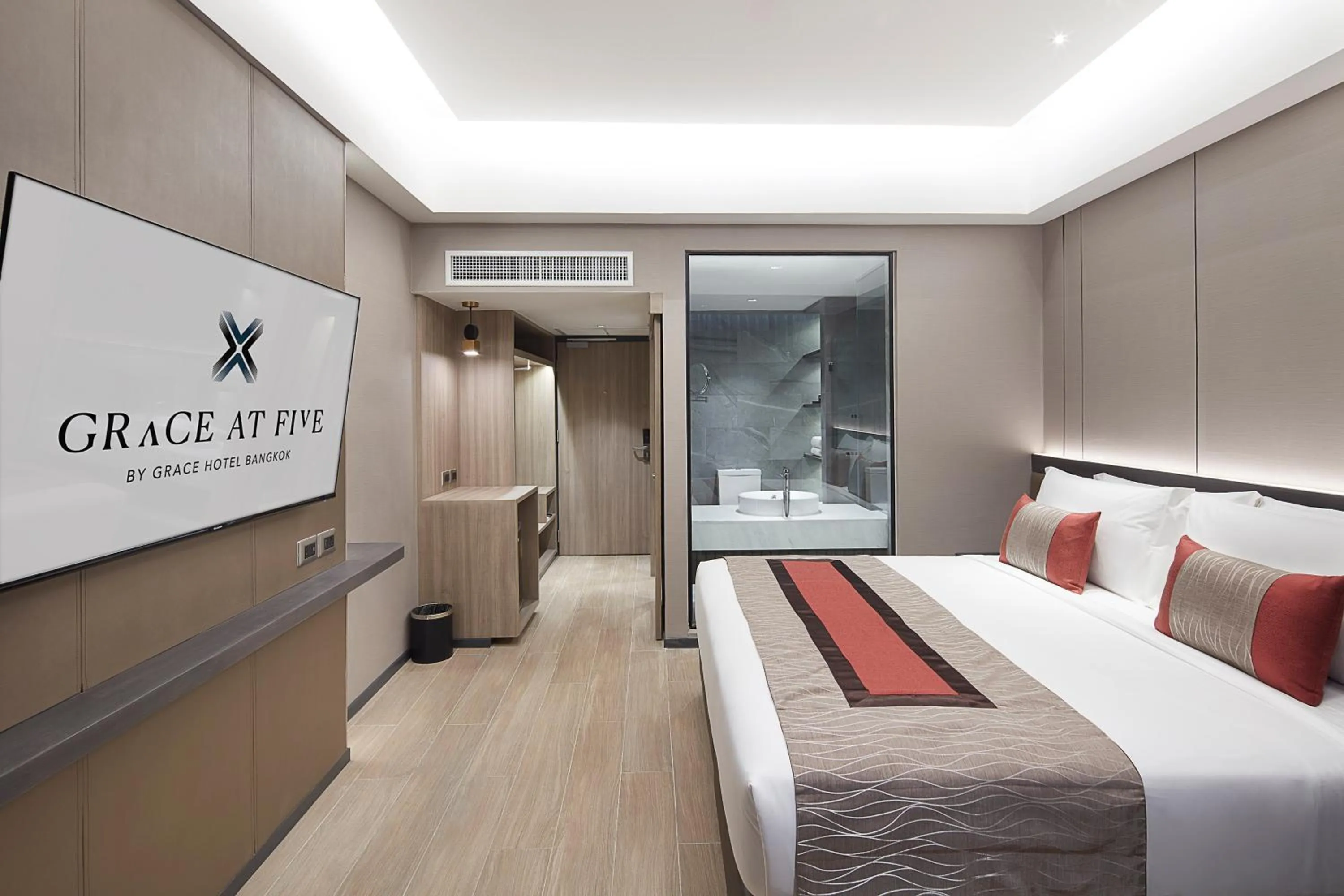 Bed in Grace At Five by Grace Hotel Bangkok