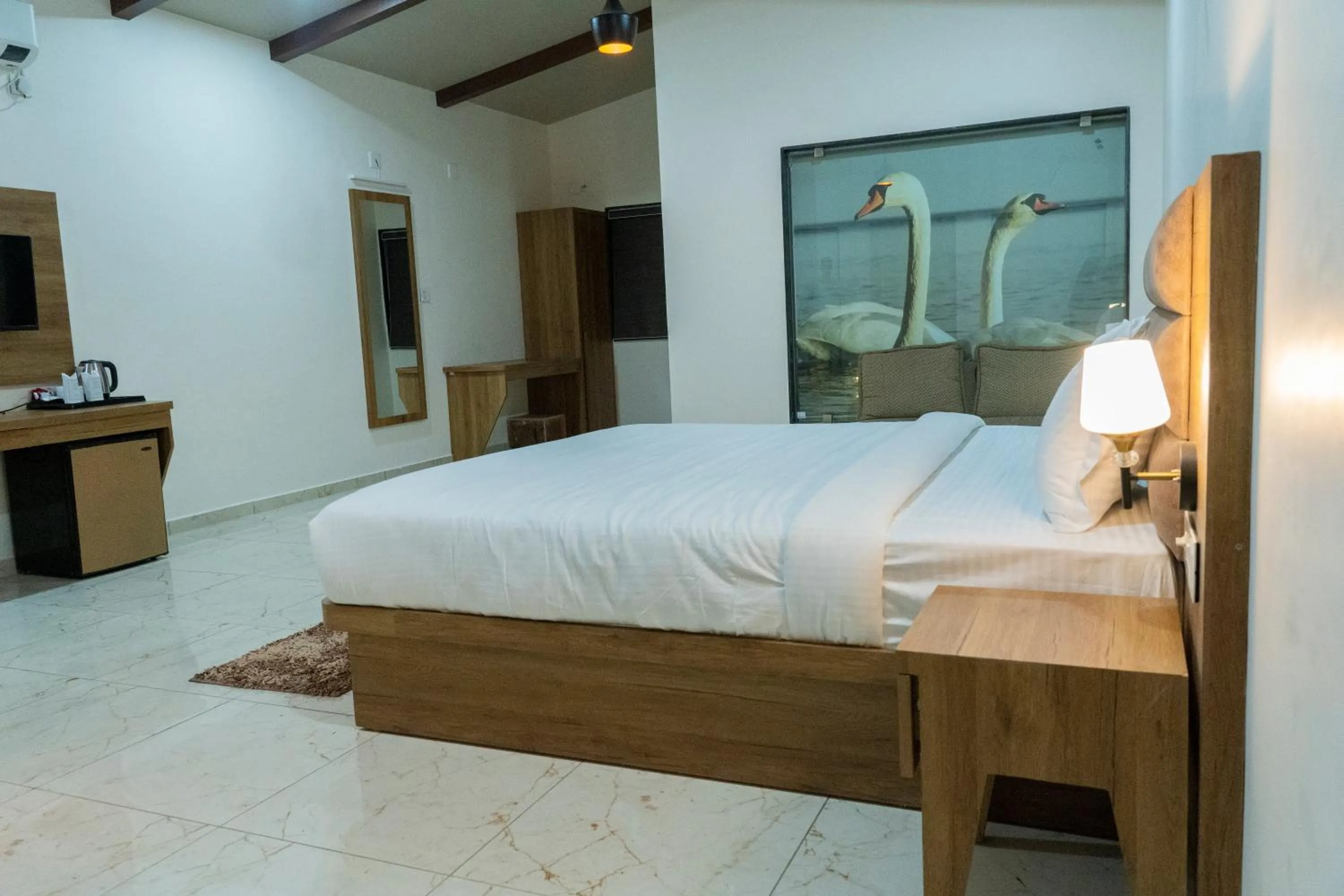 Bedroom, Bed in Flamingo Club and Resort Una 3 Km Away from Diu Check Post