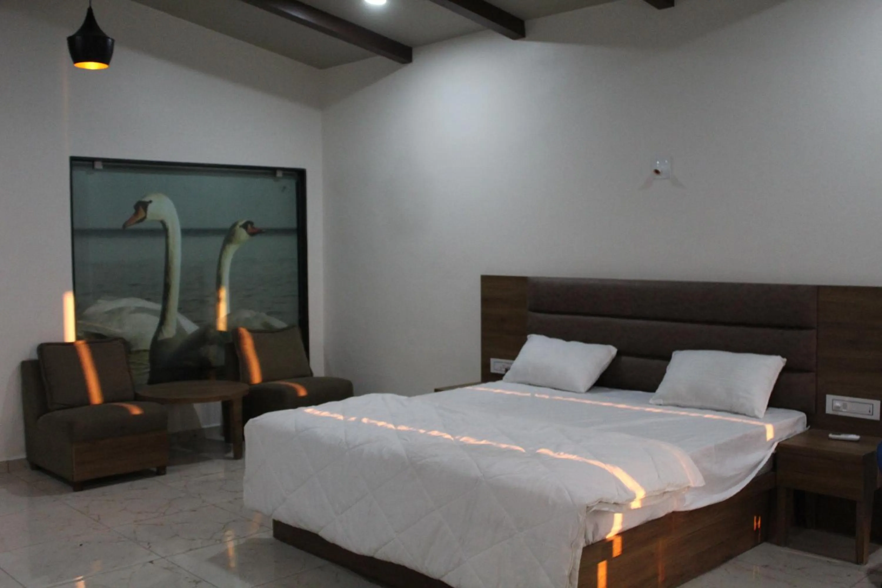 Bedroom, Bed in Flamingo Club and Resort Una 3 Km Away from Diu Check Post