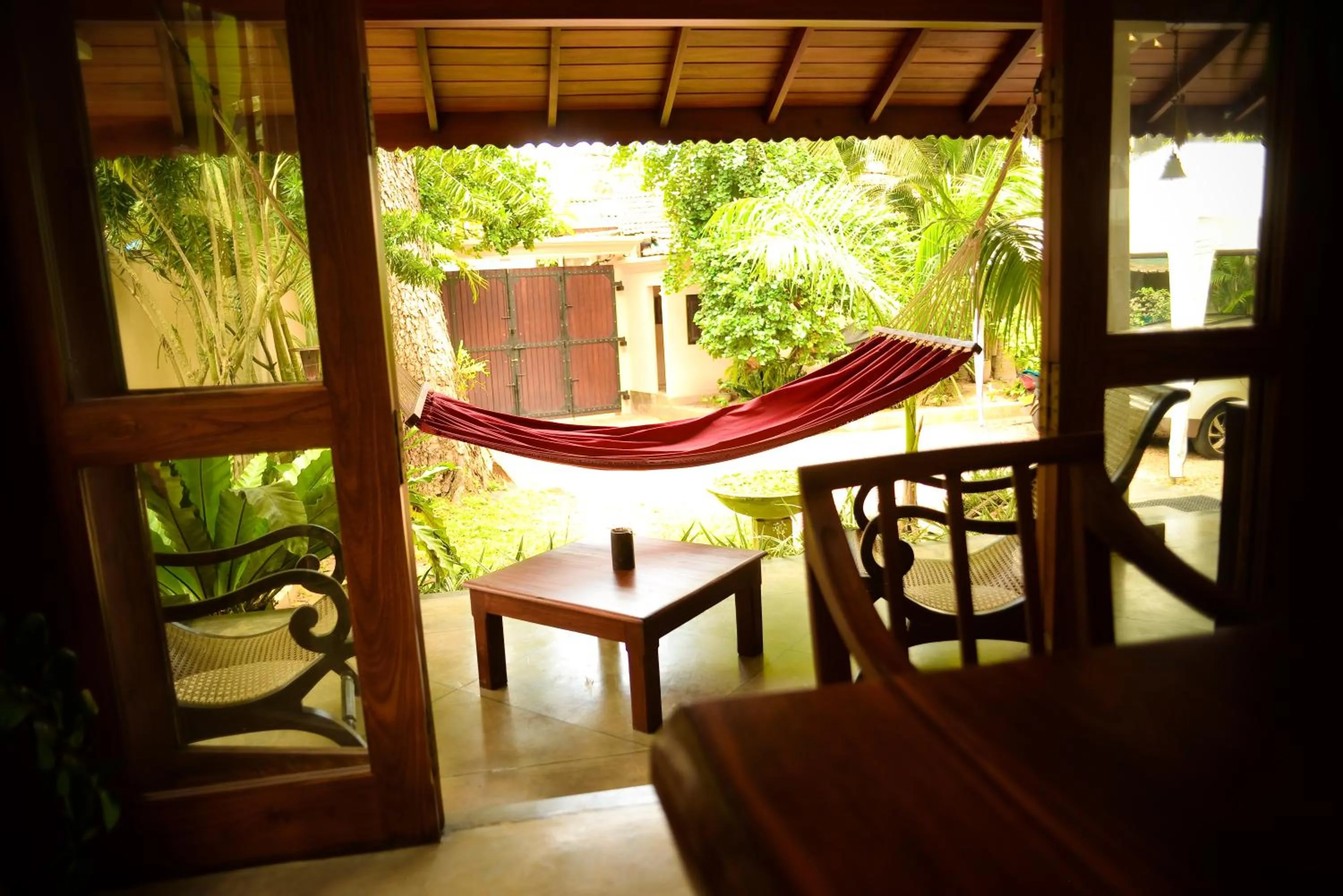 Seating area in Kingfisher Bamboo Garden Villa
