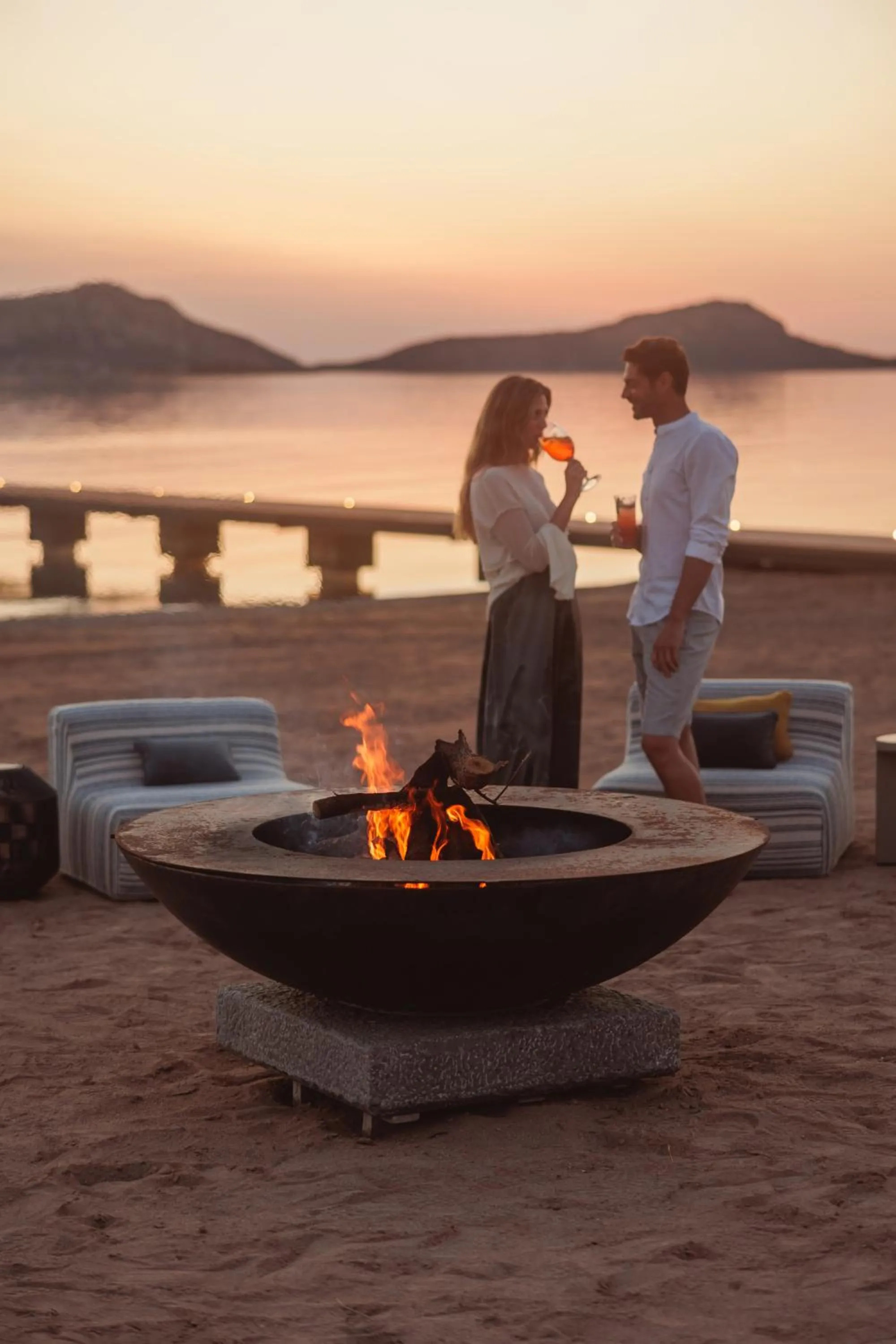fireplace in Mandarin Oriental, Costa Navarino