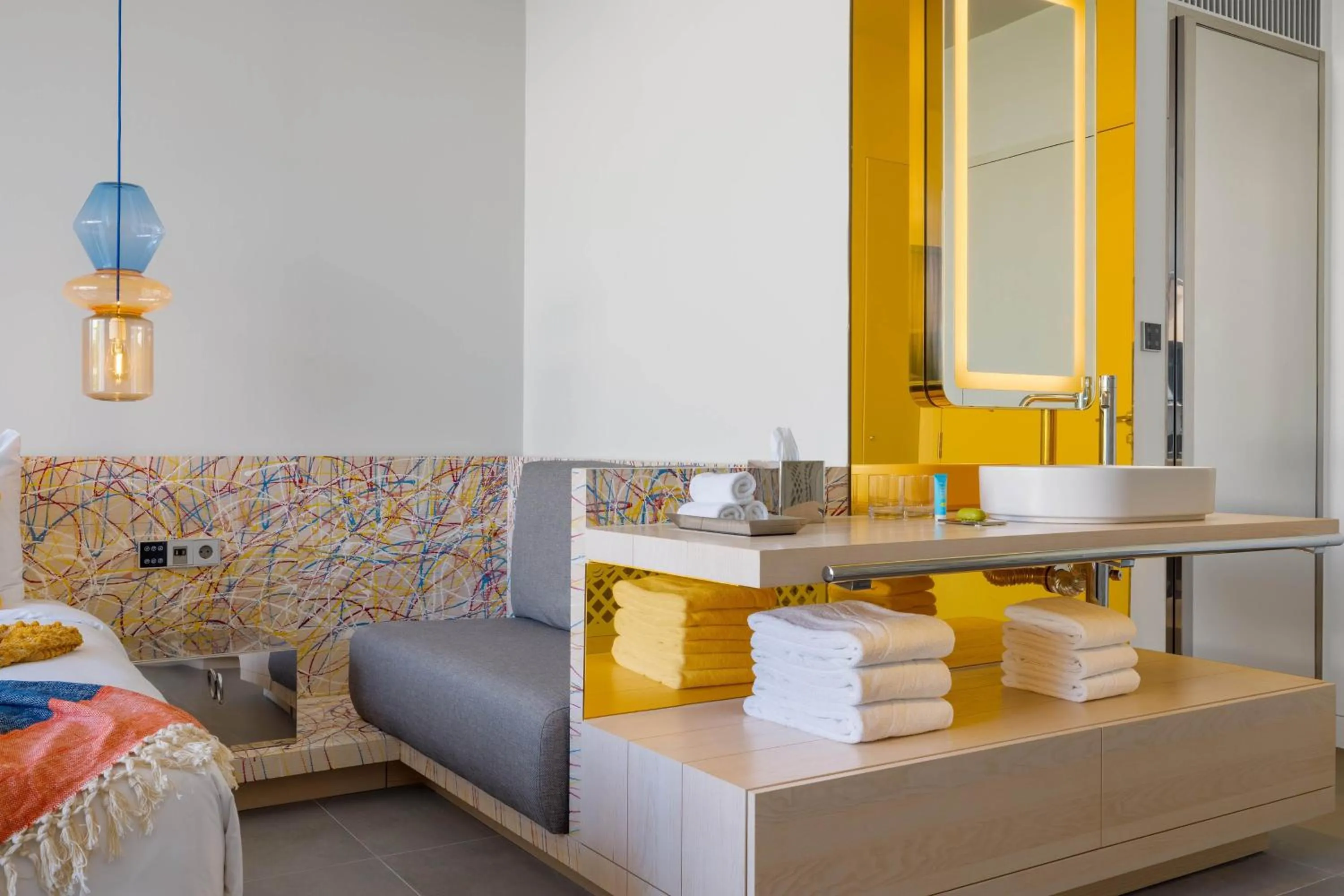 Bathroom, Bed in W Ibiza