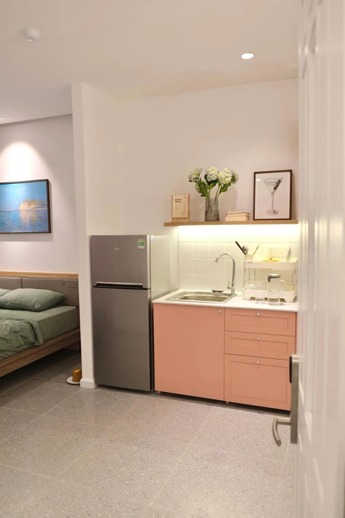 Kitchen or kitchenette, Bed in M Village Living Cao Thắng