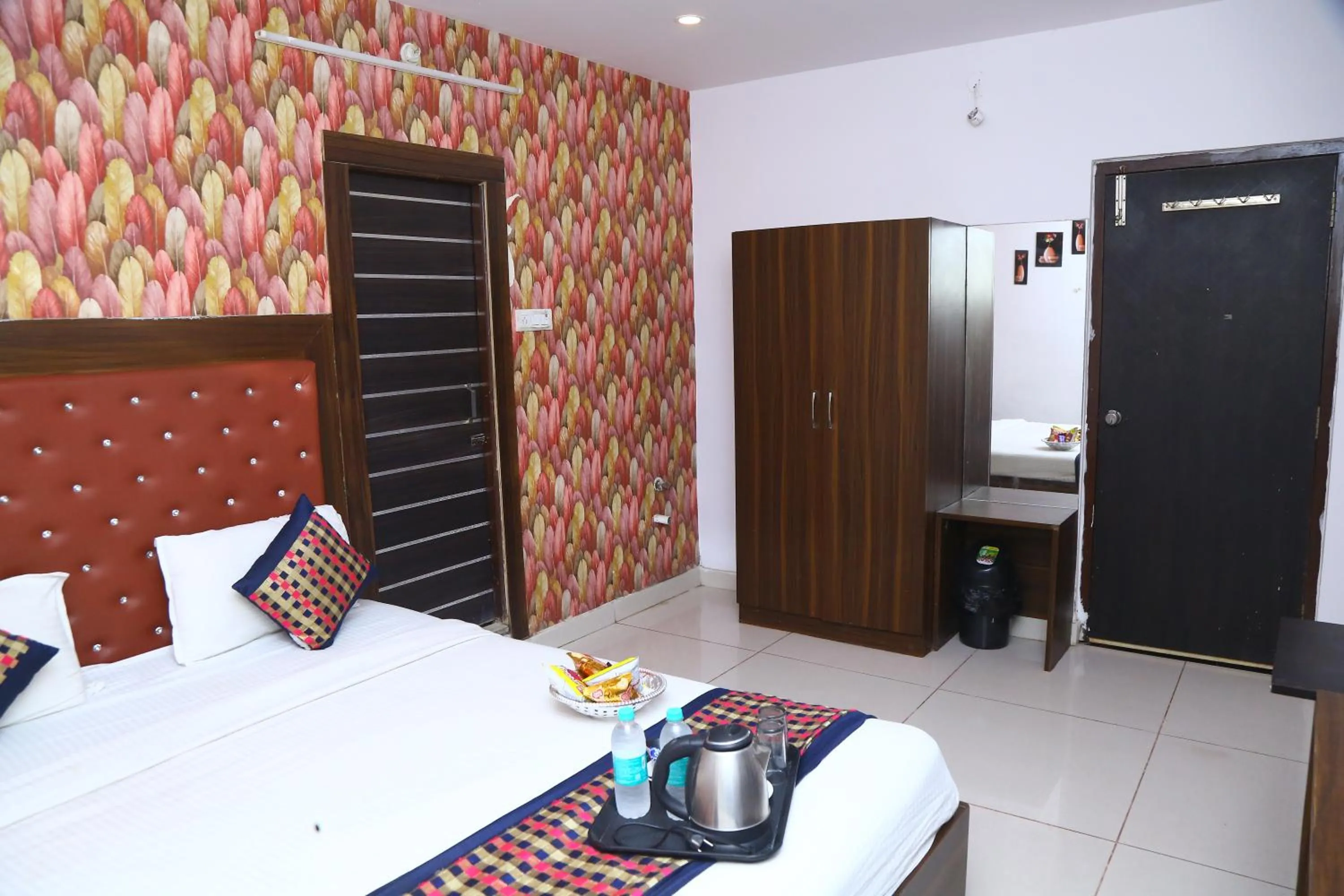 View (from property/room), Bed in Hotel MN Grand Shamshabad Airport Zone Hyderabad