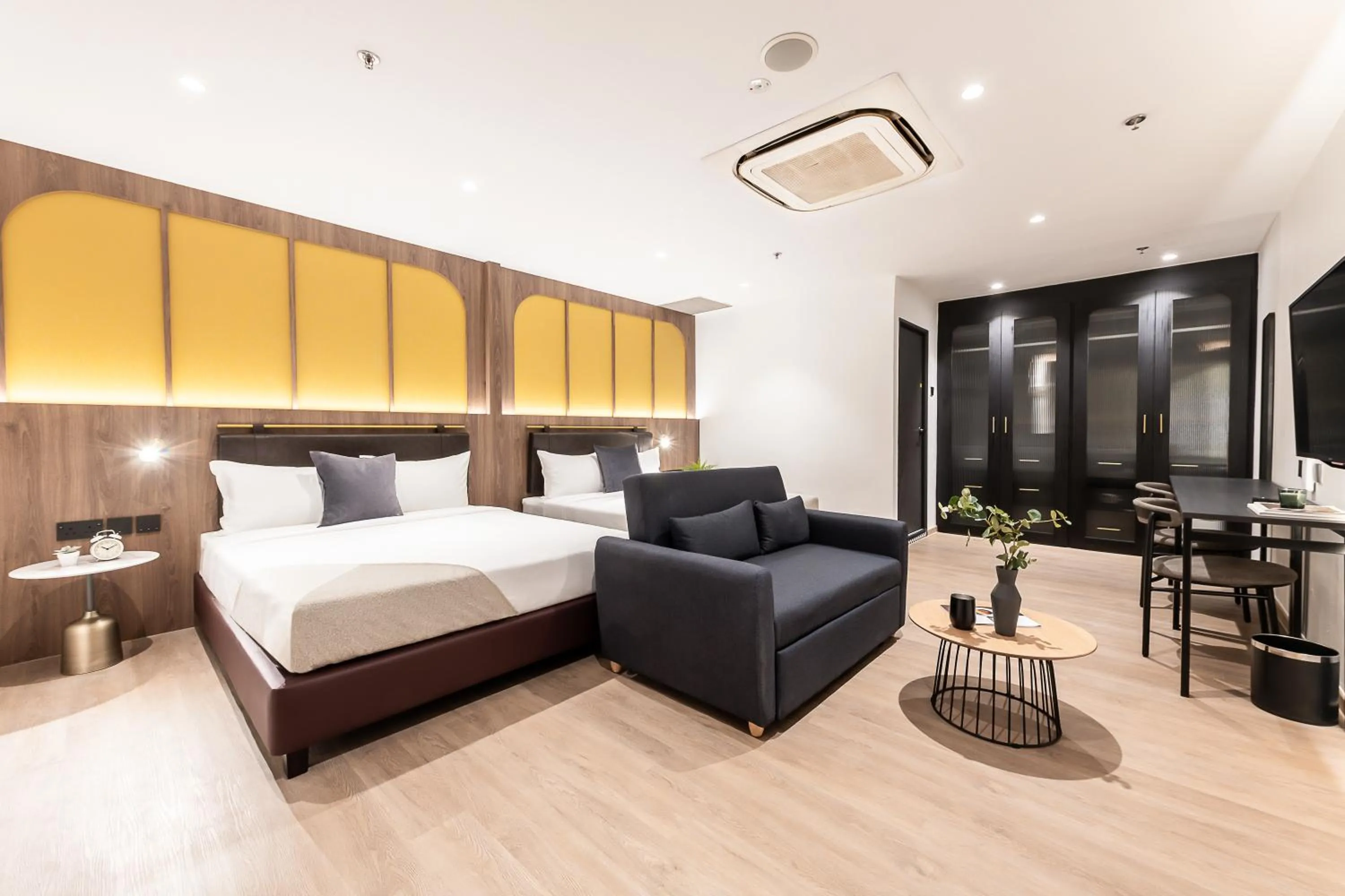 Seating area, Bed in Owen House by Habyt