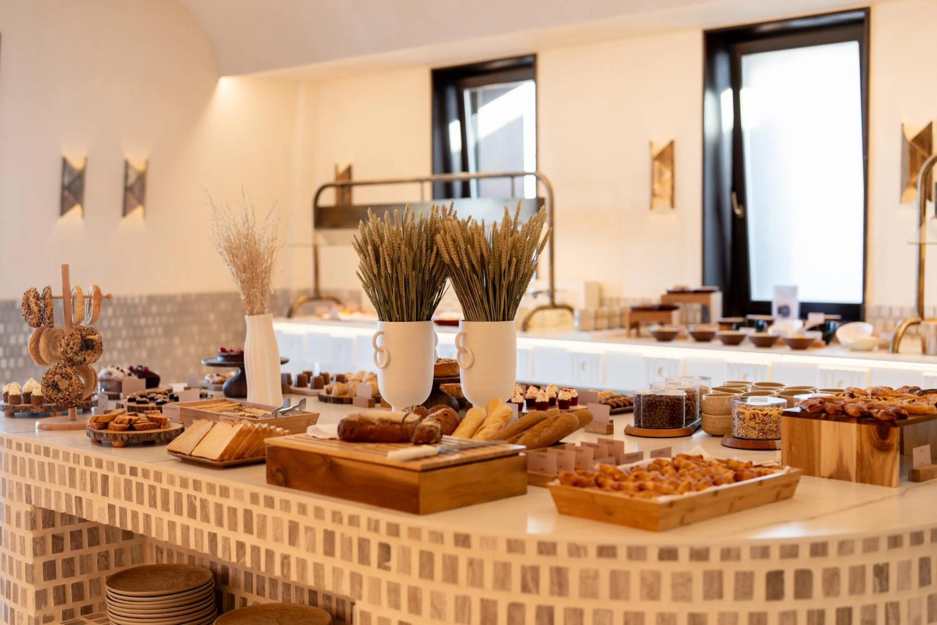 Buffet breakfast in Santo Mine Oia Suites