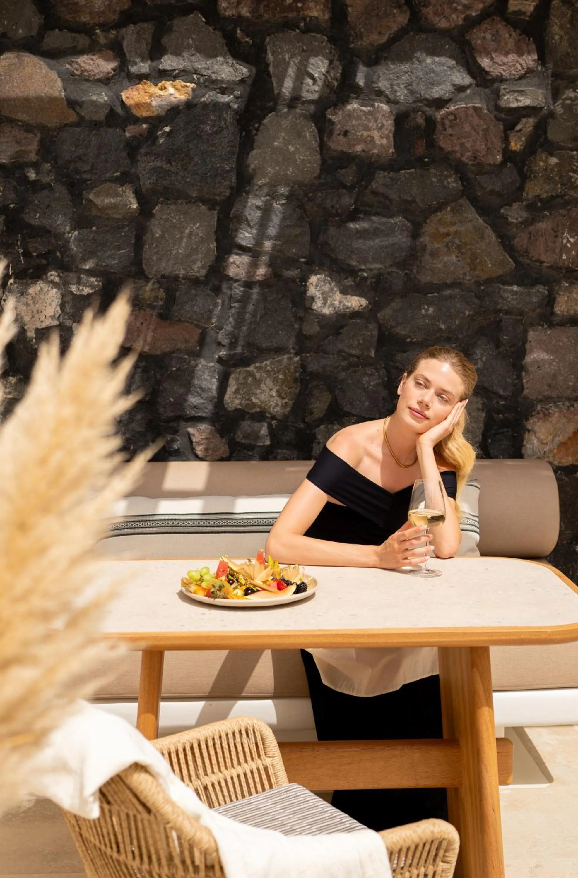 Seating area in Santo Mine Oia Suites