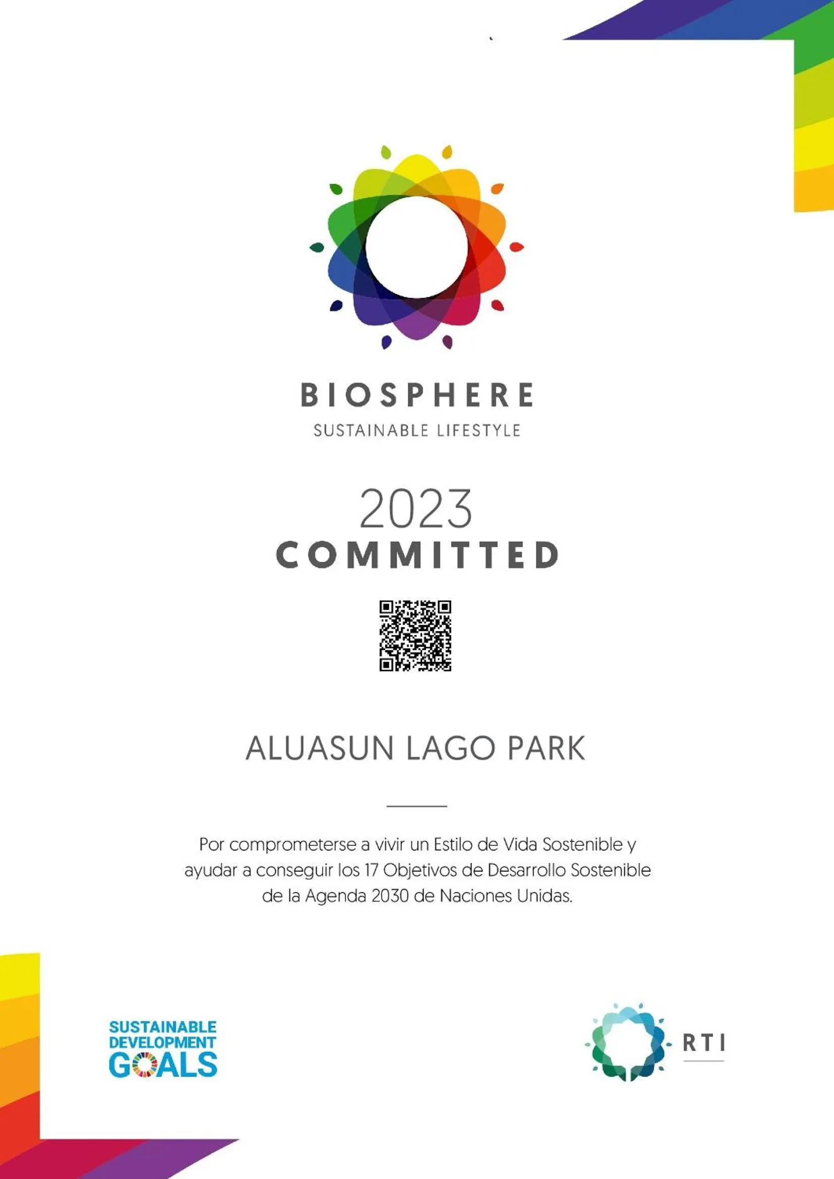 Certificate/Award in AluaSun Lago Park