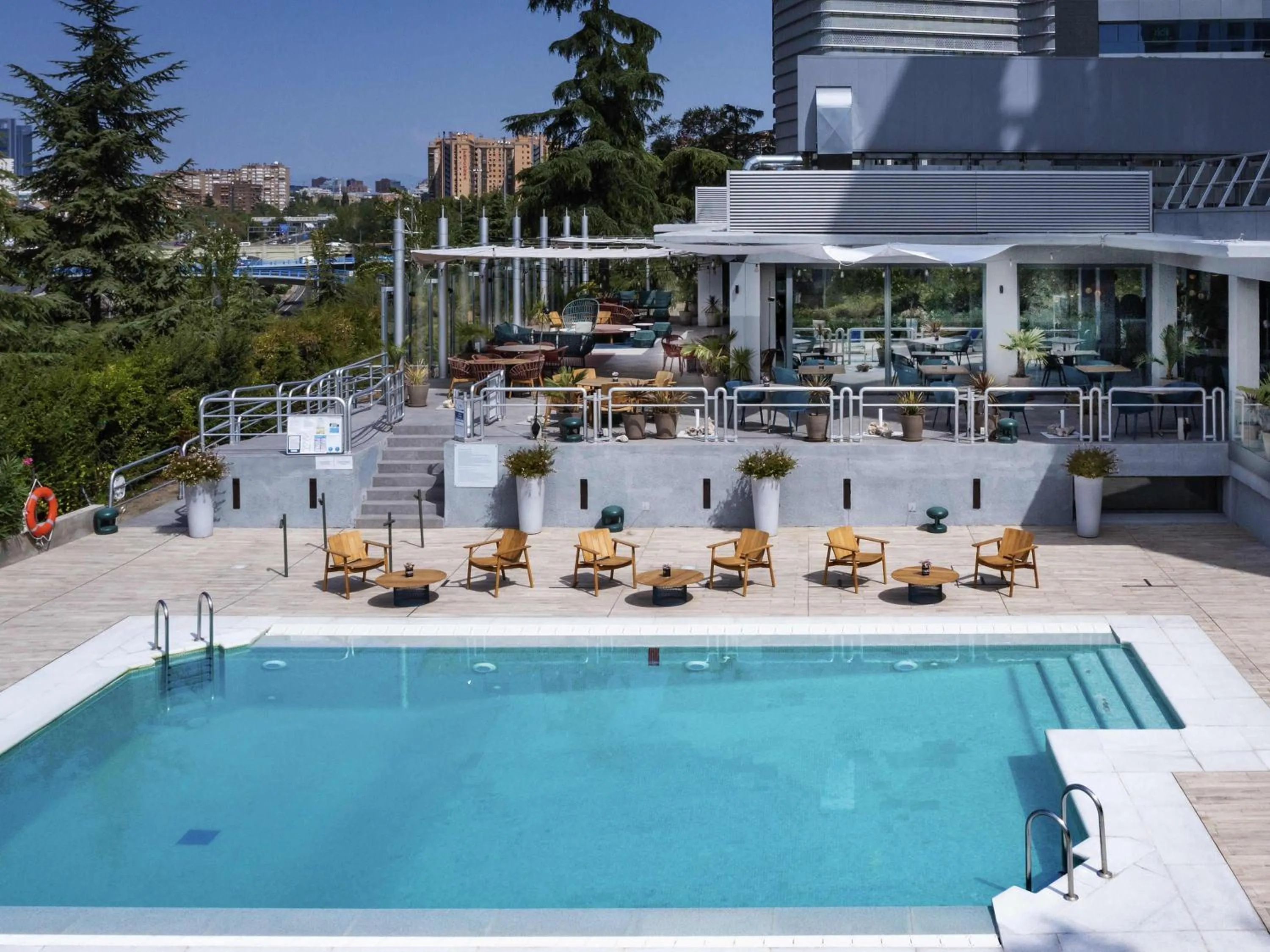 Pool view in Novotel Madrid City Las Ventas