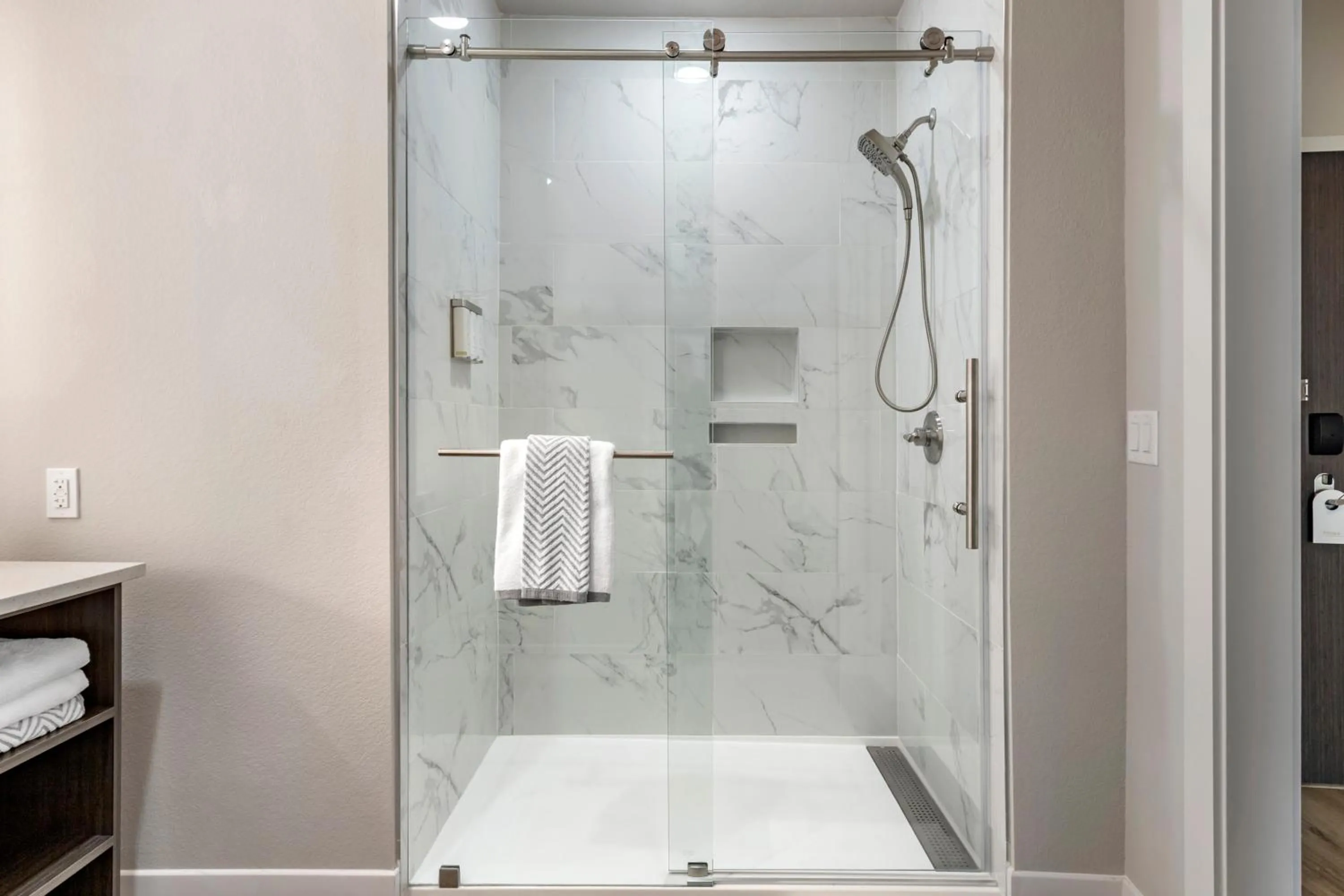 Shower in Cambria Hotel Austin Uptown near the Domain