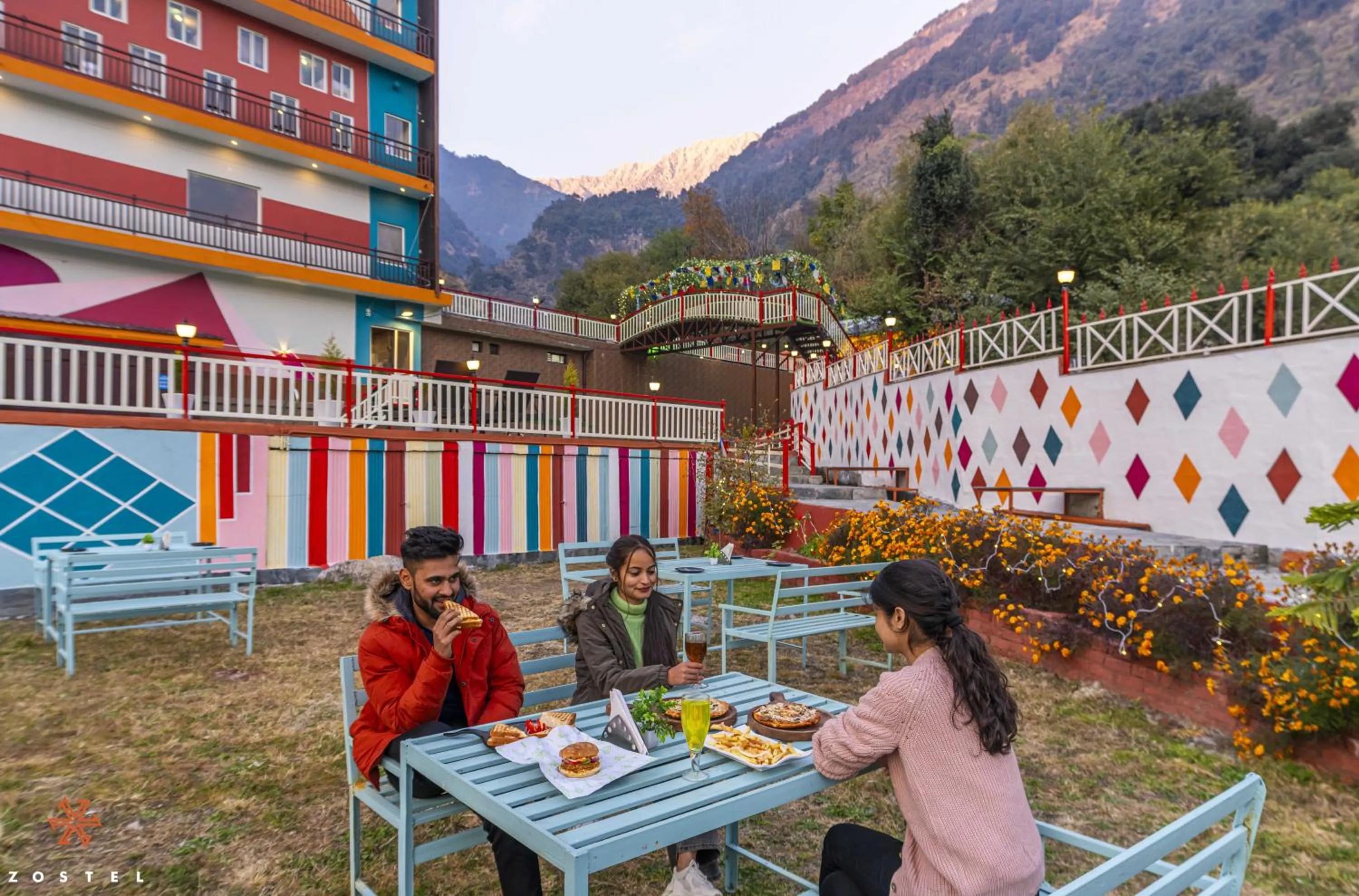 Seating area in Zostel Plus Kareri