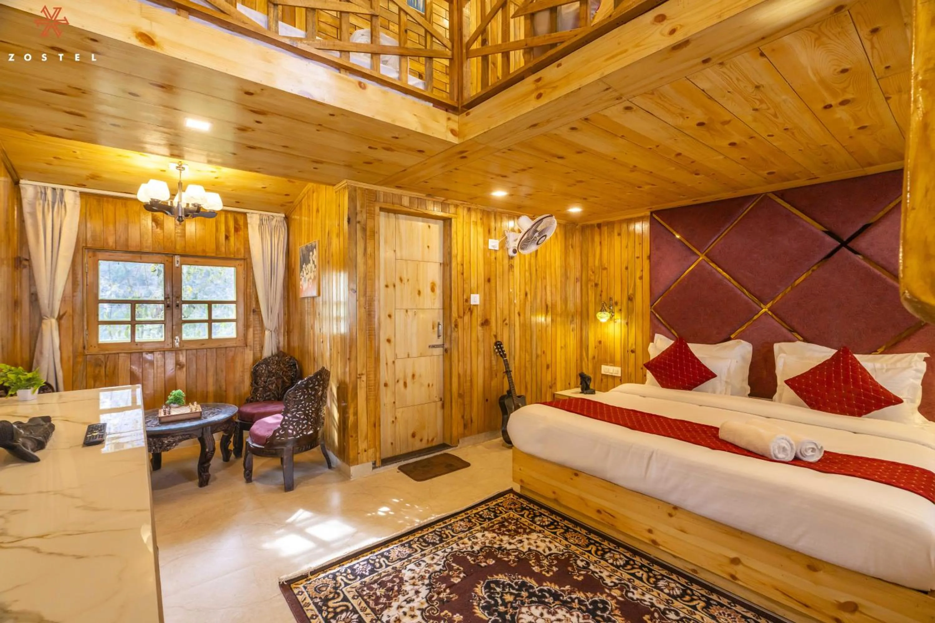 Seating area, Bed in Zostel Plus Kareri