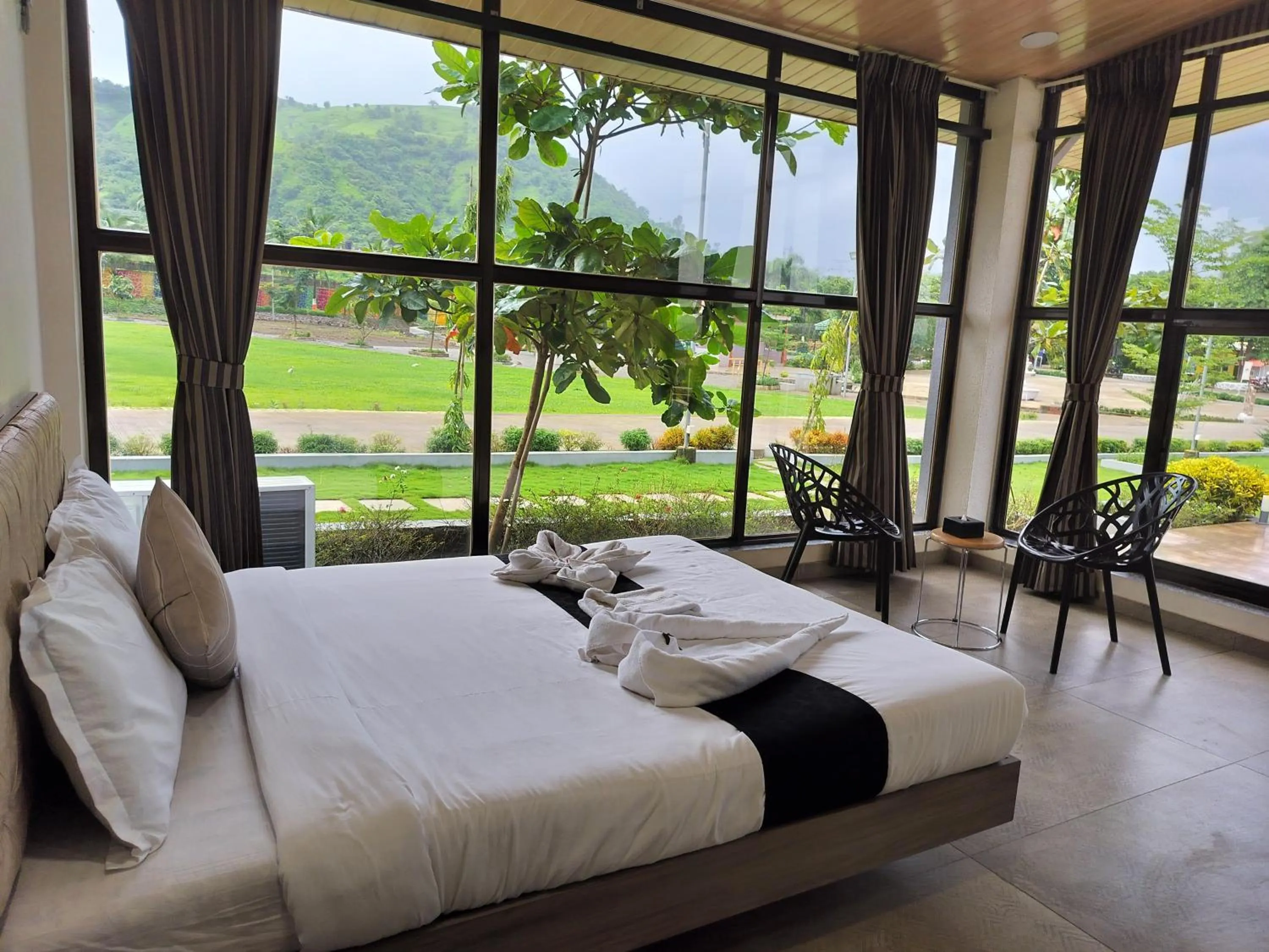 View (from property/room), Bed in HillRock Resort & Villas, Neral-Karjat