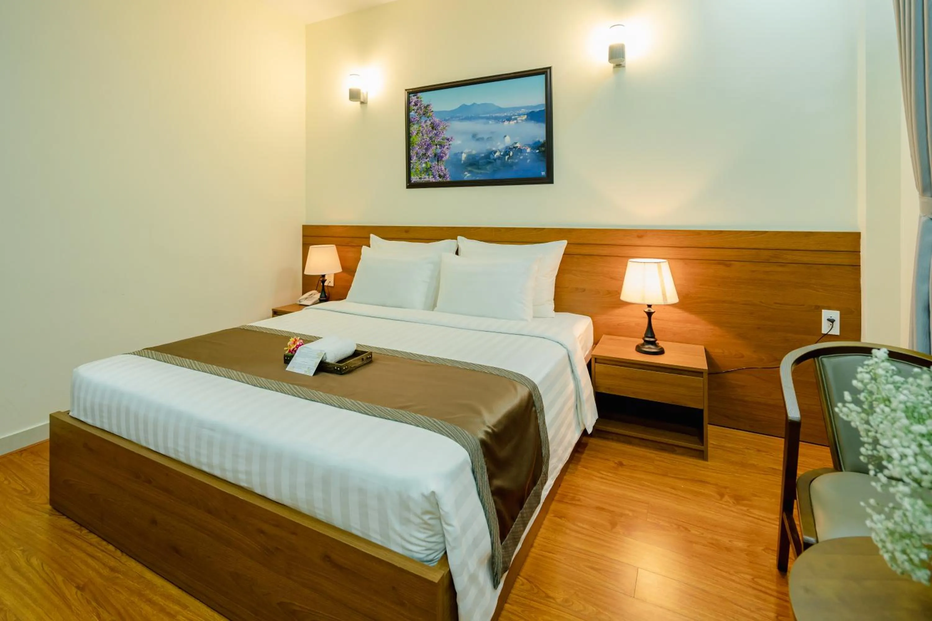 Property building, Bed in Bombo DaLat Hotel