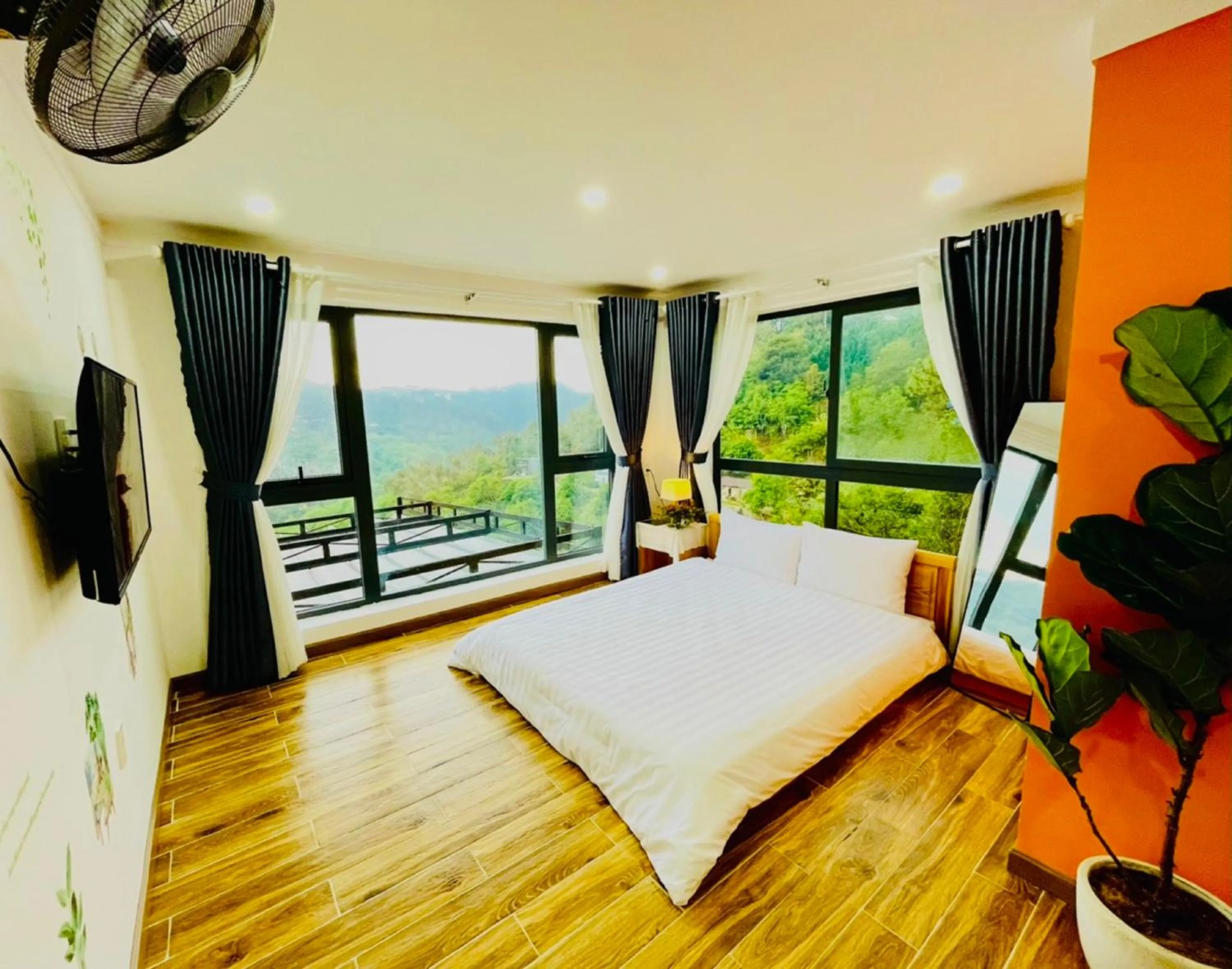 View (from property/room), Bed in Pine Forest House Dalat