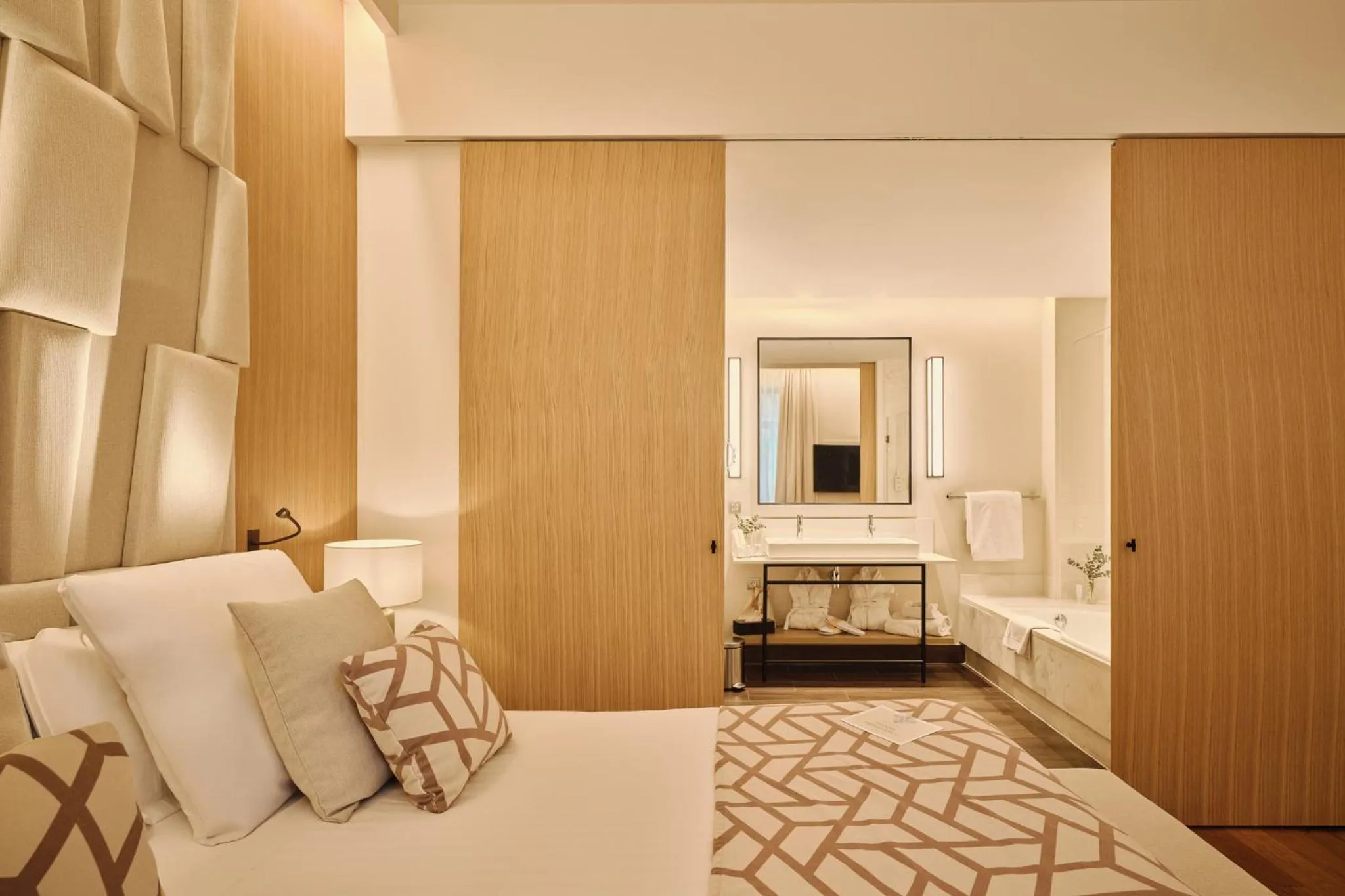 Bathroom, Bed in Hospes Palau de La Mar, Valencia, a Member of Design Hotels