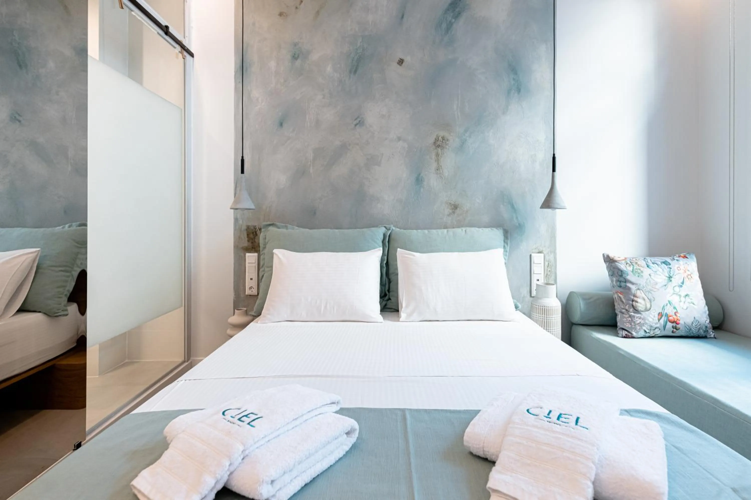 Bed in Ciel Suites Athens