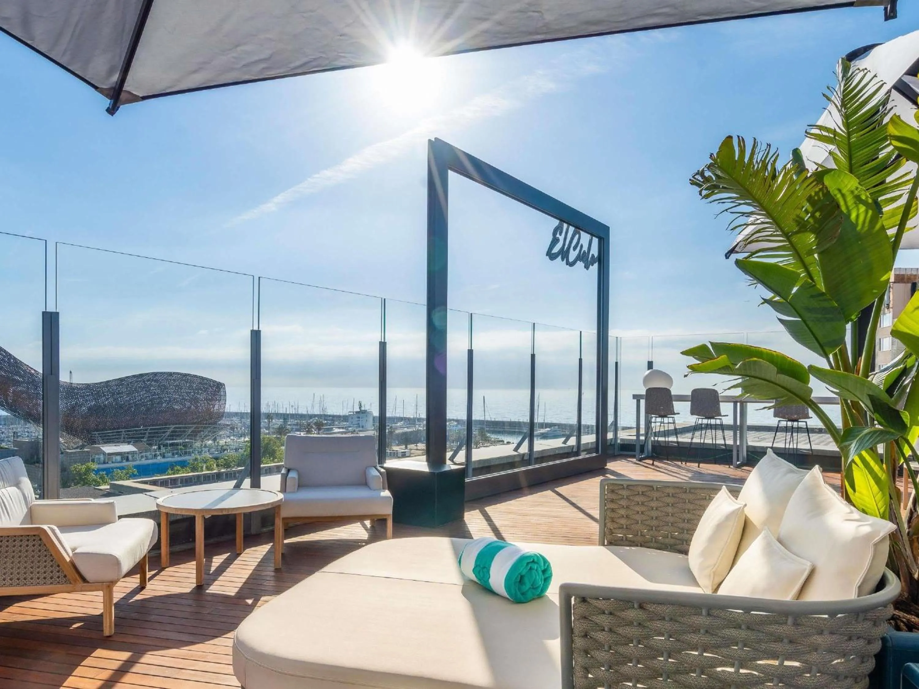 Pool view in Sofitel Barcelona Skipper