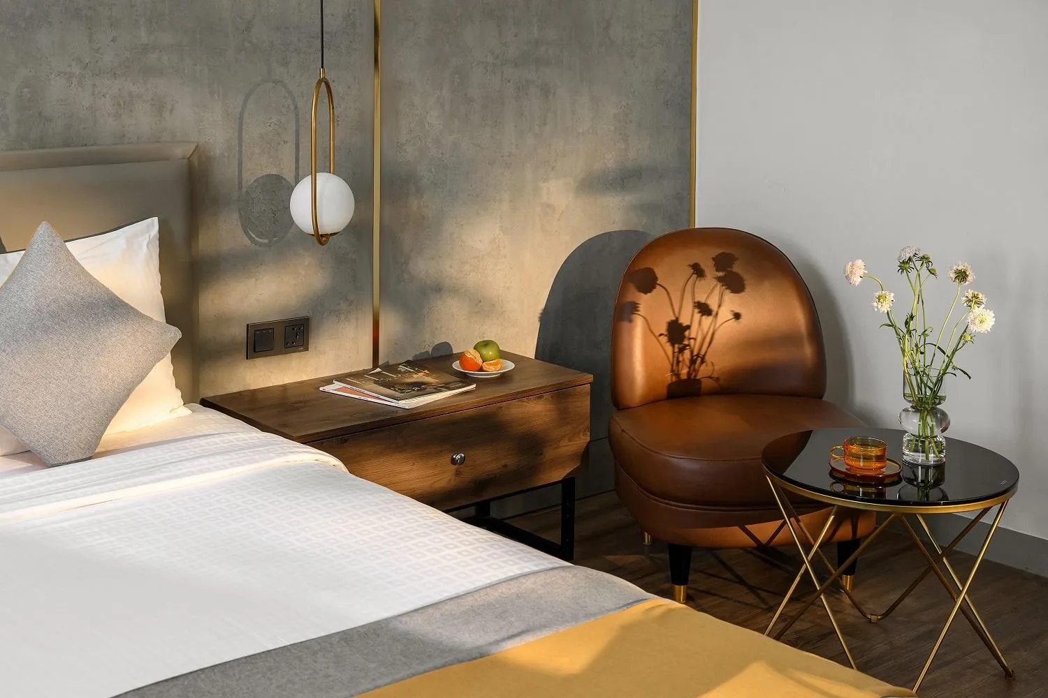 Seating area, Bed in Acnos Hotel