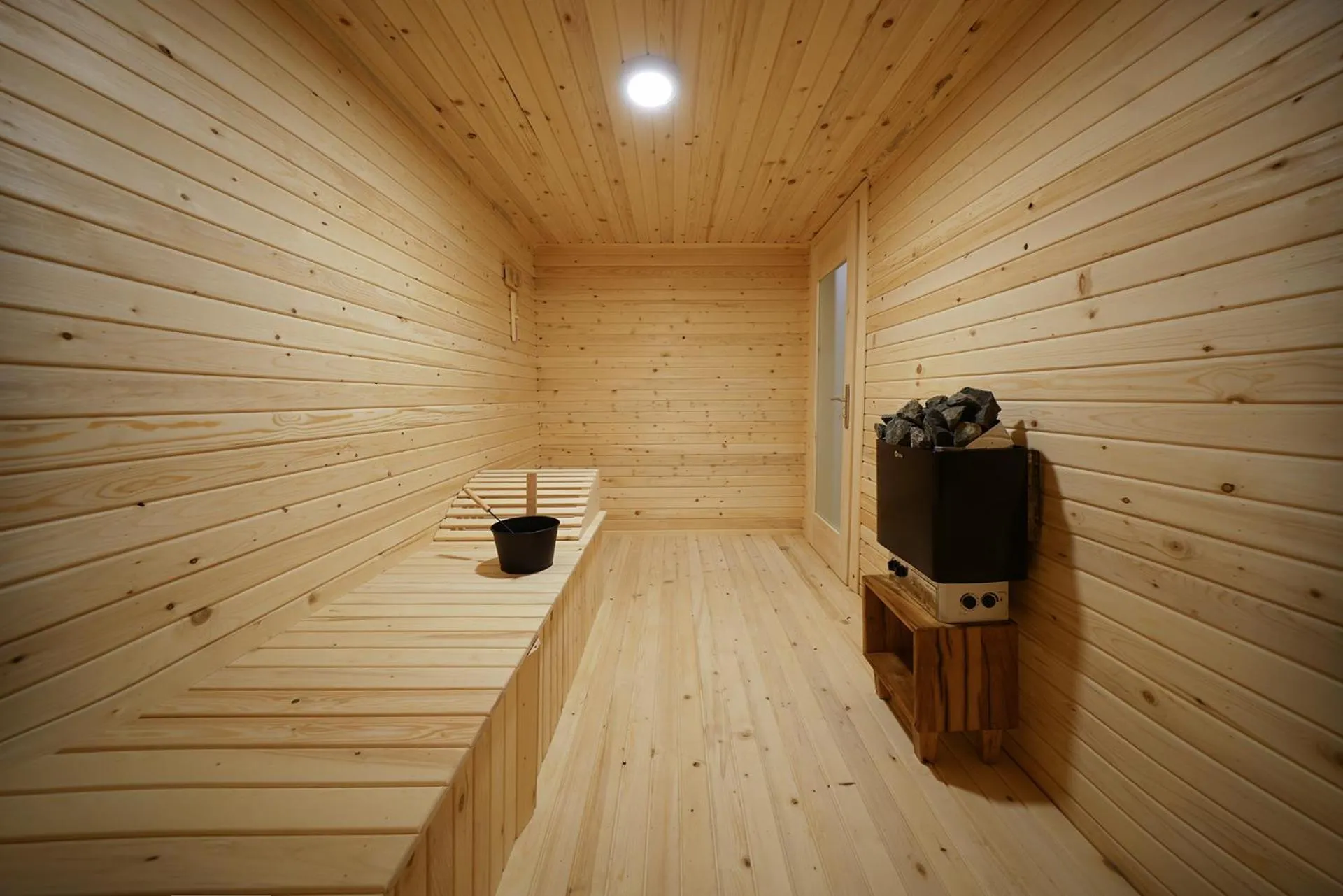 Sauna in Serene Premium Stone House
