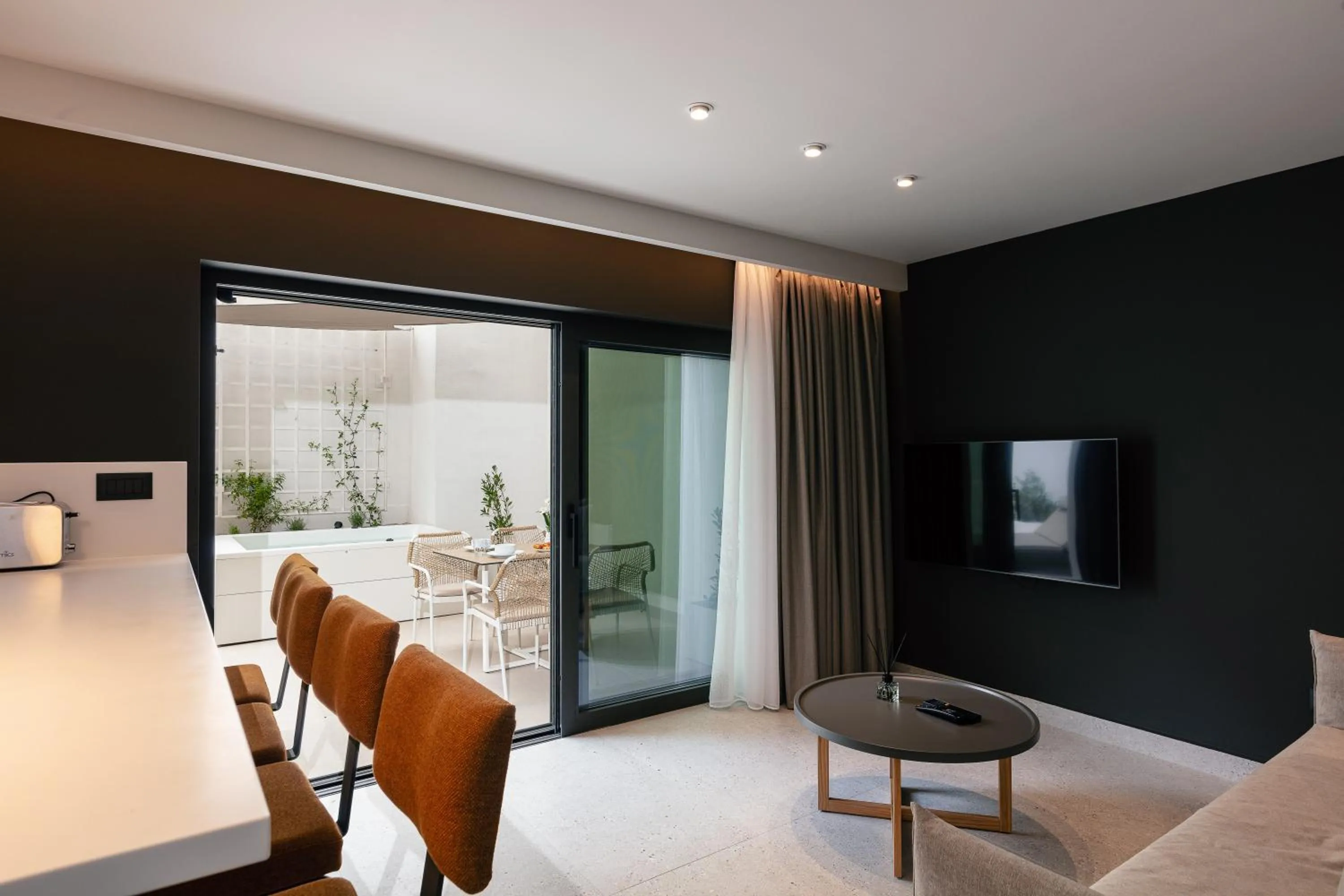 Seating area in Porta Suites