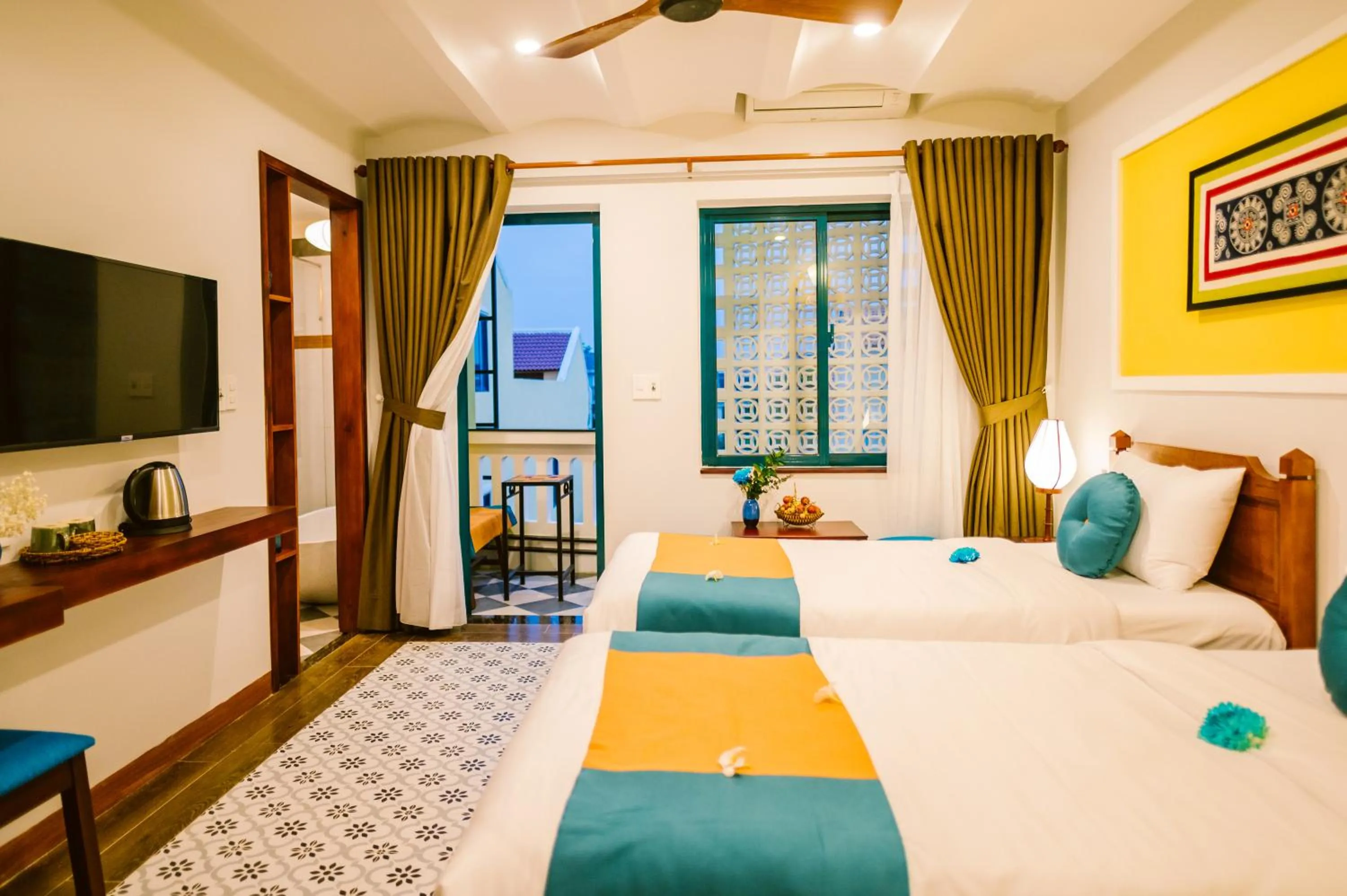 Bedroom, Bed in De'Colore Villa Hoi An