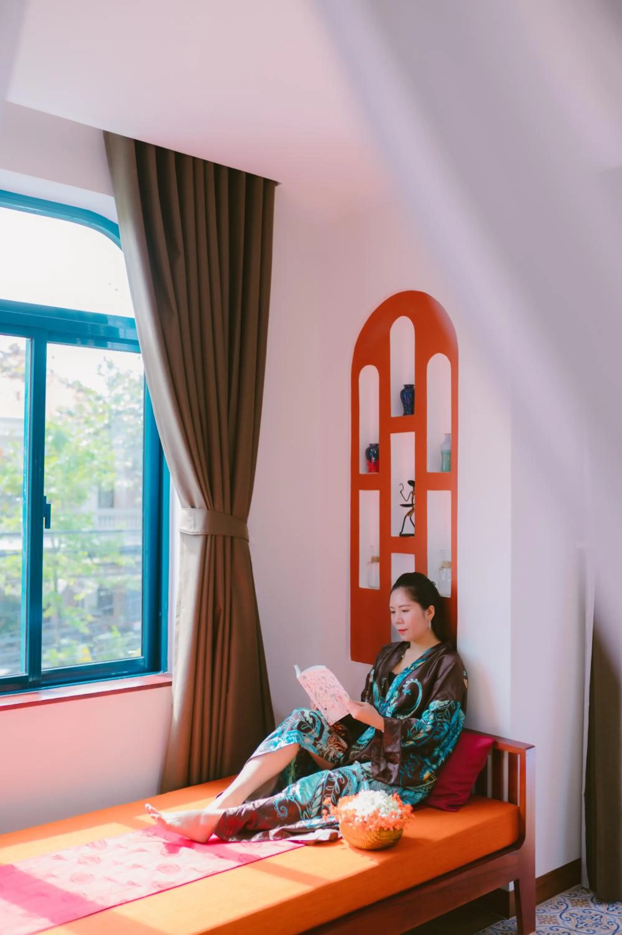 Seating area, Bed in De'Colore Villa Hoi An