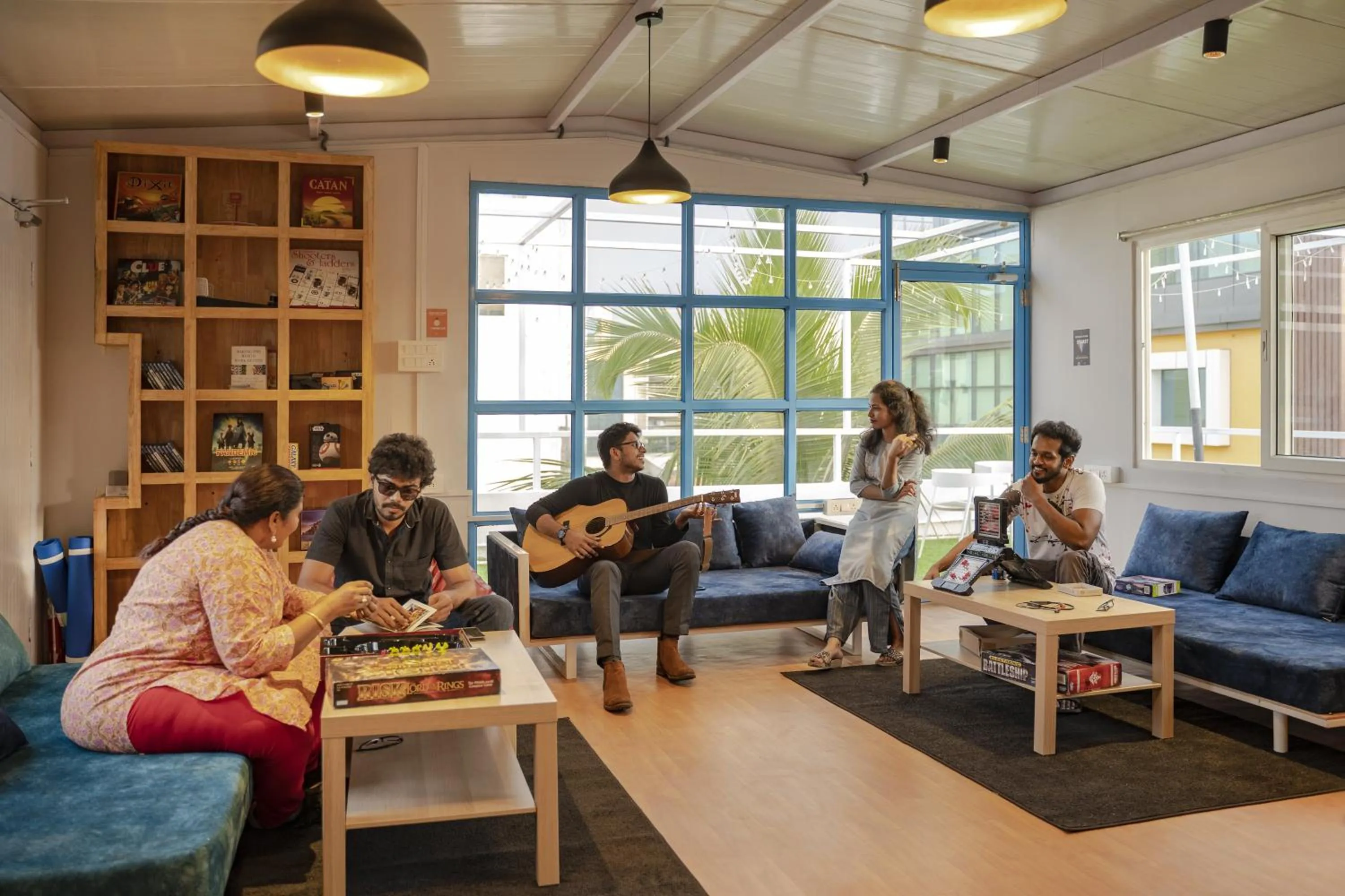Living room in Zostel Hyderabad