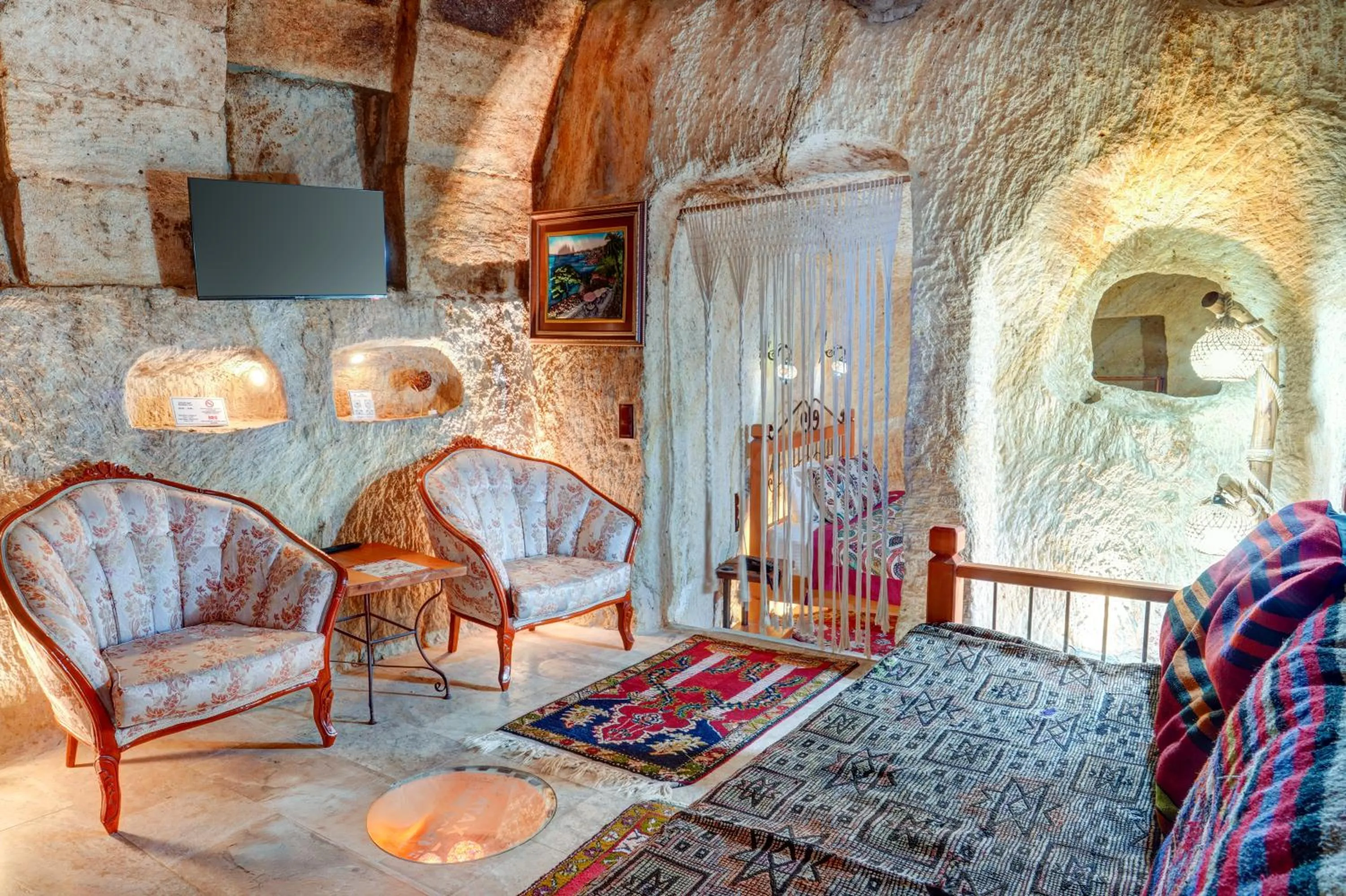 Living room in Atax Cave House