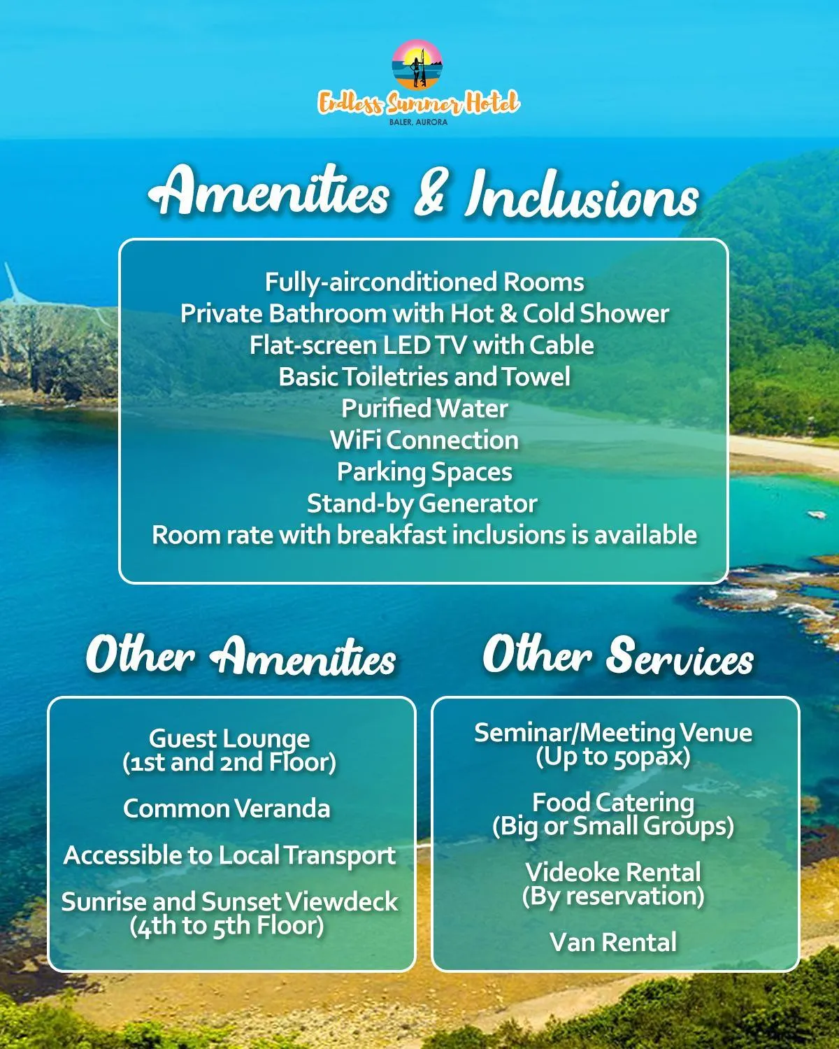 Text overlay in Endless Summer Hotel Baler