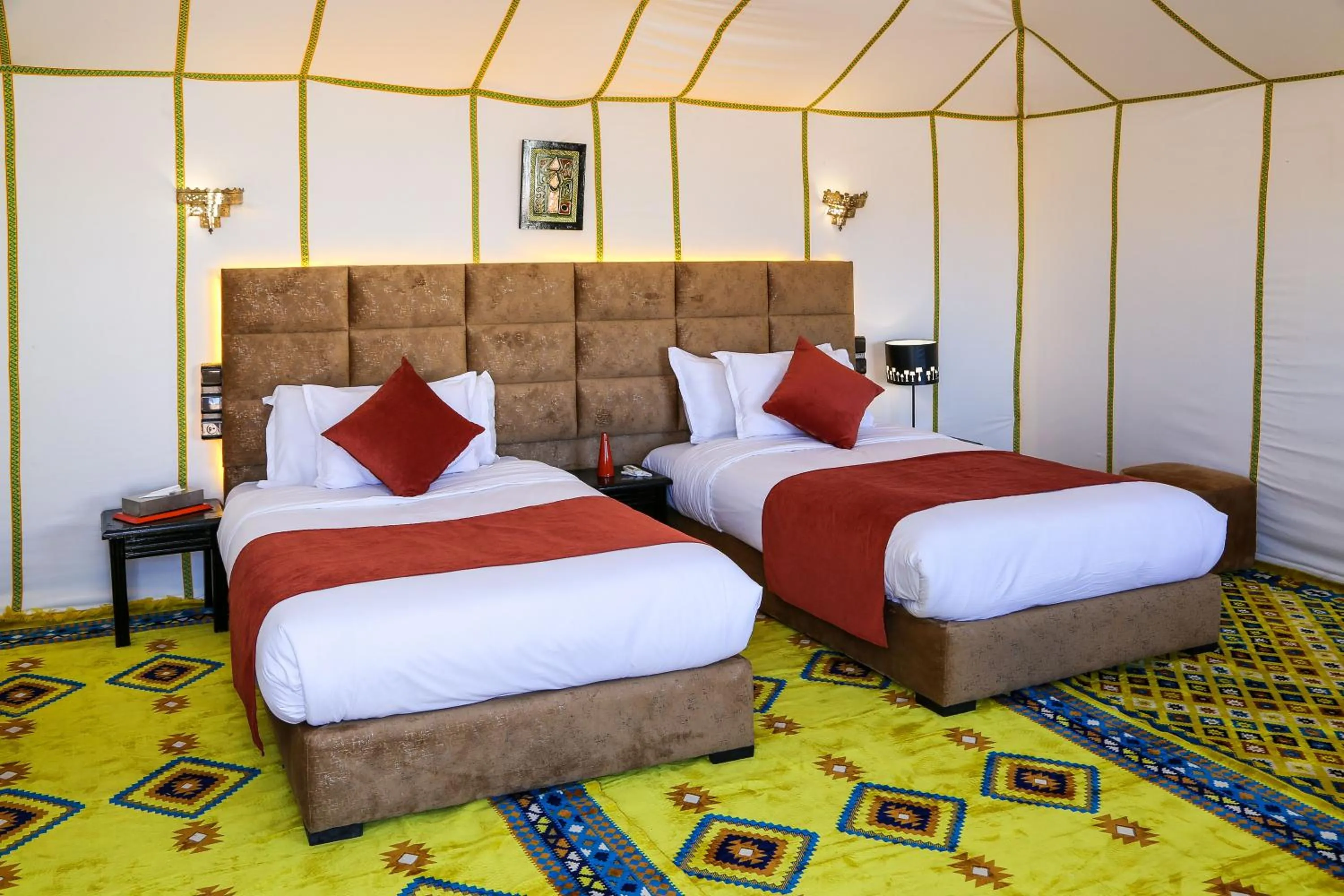 Bed in Yakout Merzouga Luxury Camp