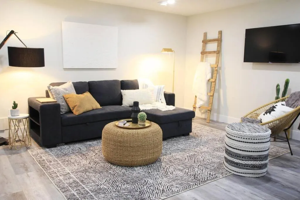 TV and multimedia in Executive Bsmt Suite, King Bed, 5 min to DT & Whyte Ave, Sleeps 6!
