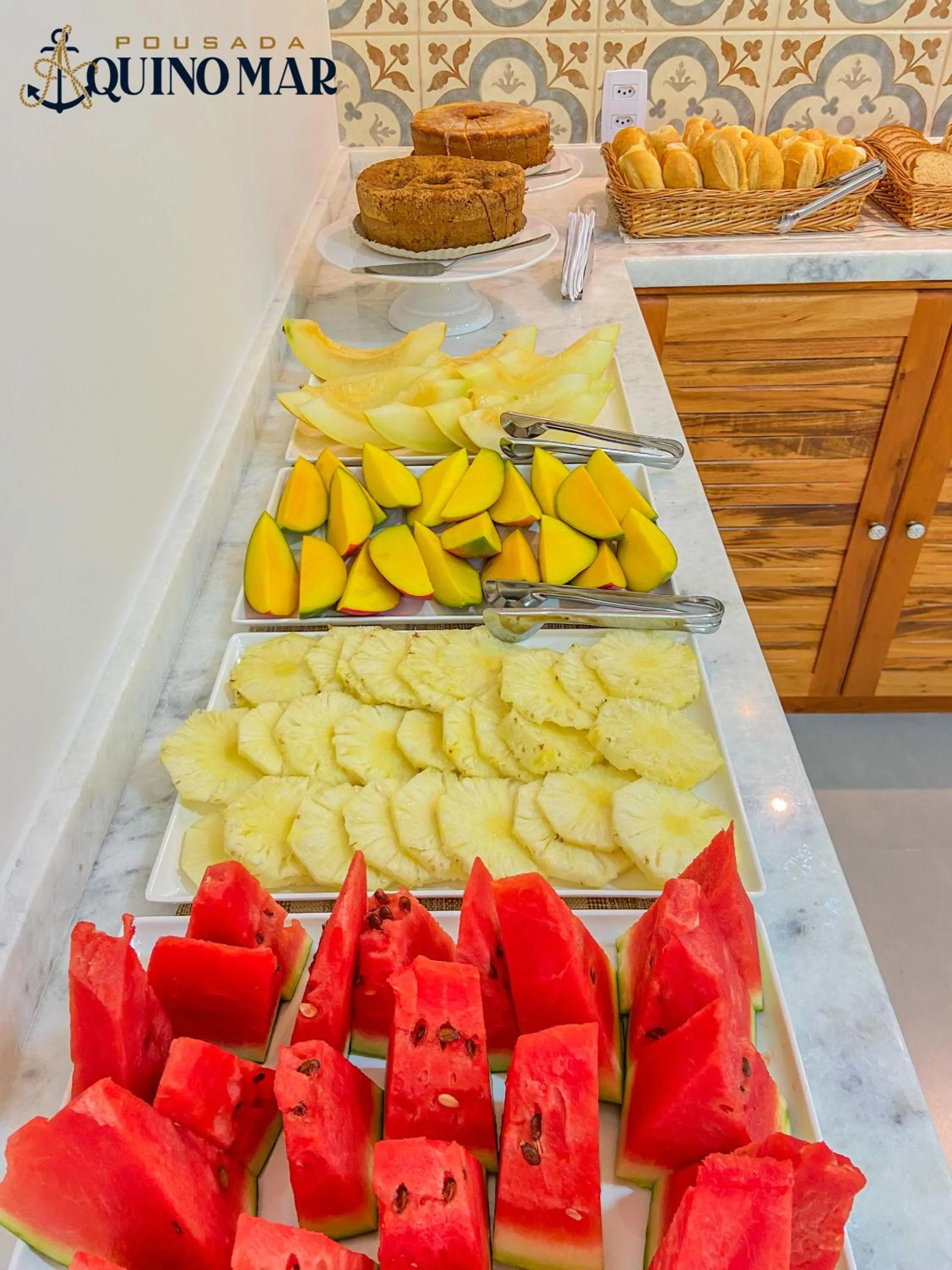 Buffet breakfast in Pousada Aquino Mar