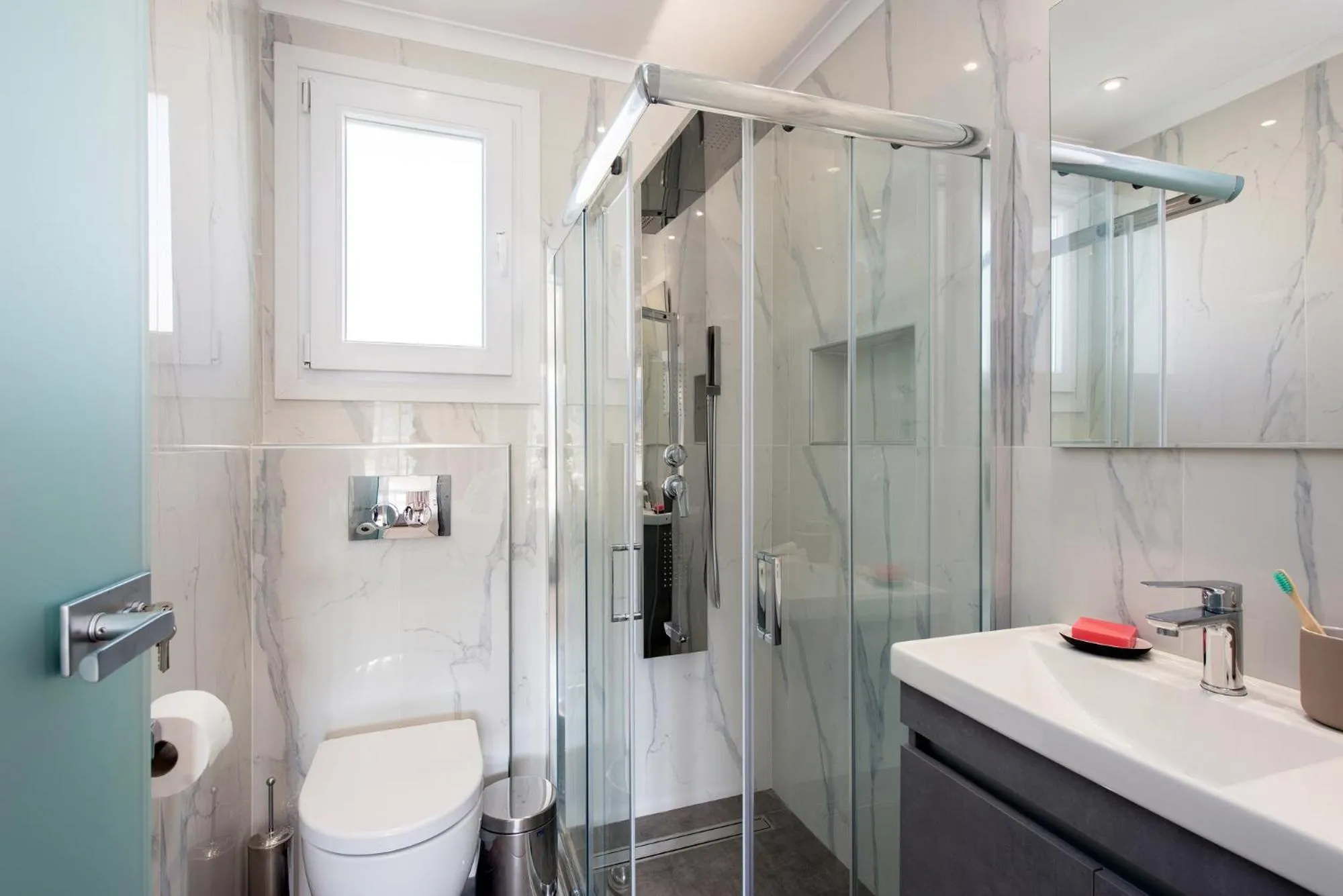 Shower in Pelagia Apartment by Kormaris