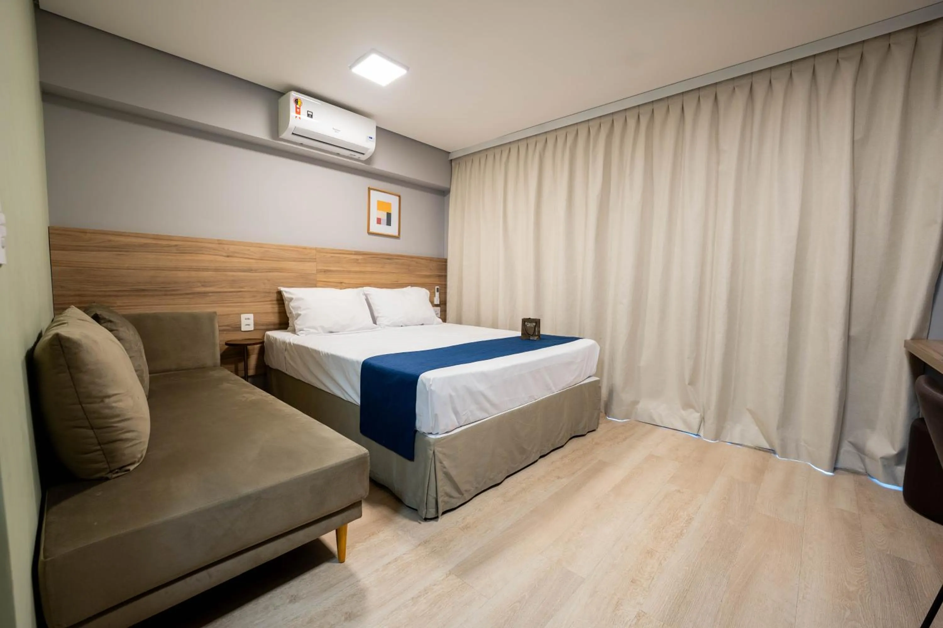 Bed in Apartamentos Studio Allure Moema - Com café da manhã e Valet opcional, Recepção 24 horas