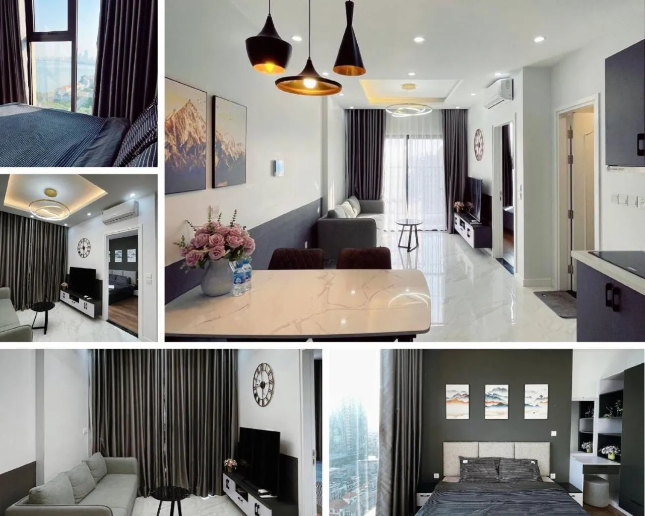 Living room, Bed in Muse Hanoi Lake View Luxury Apartment - D' Eldorado