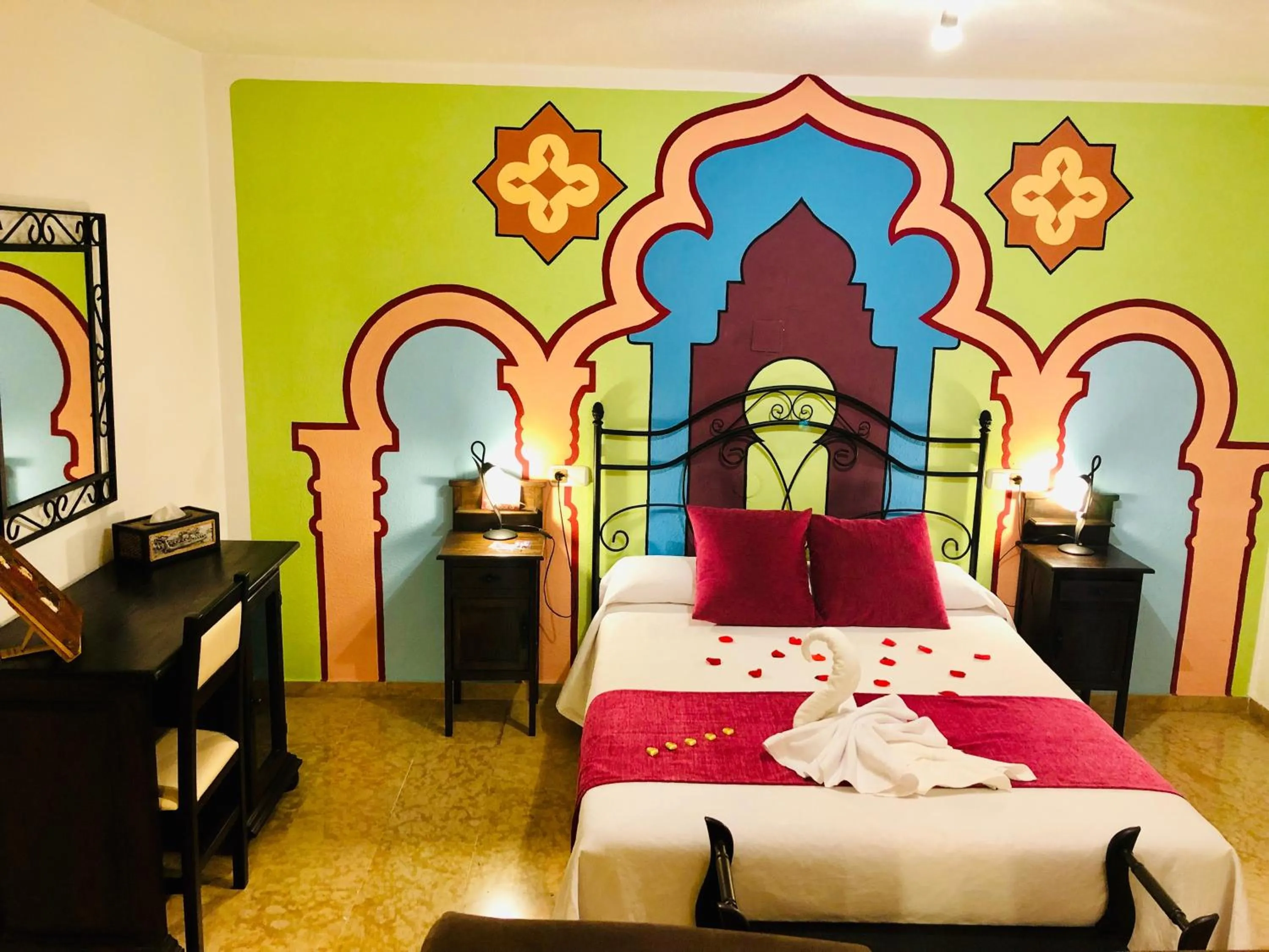 Decorative detail, Bed in Hotel Puerta Nazarí