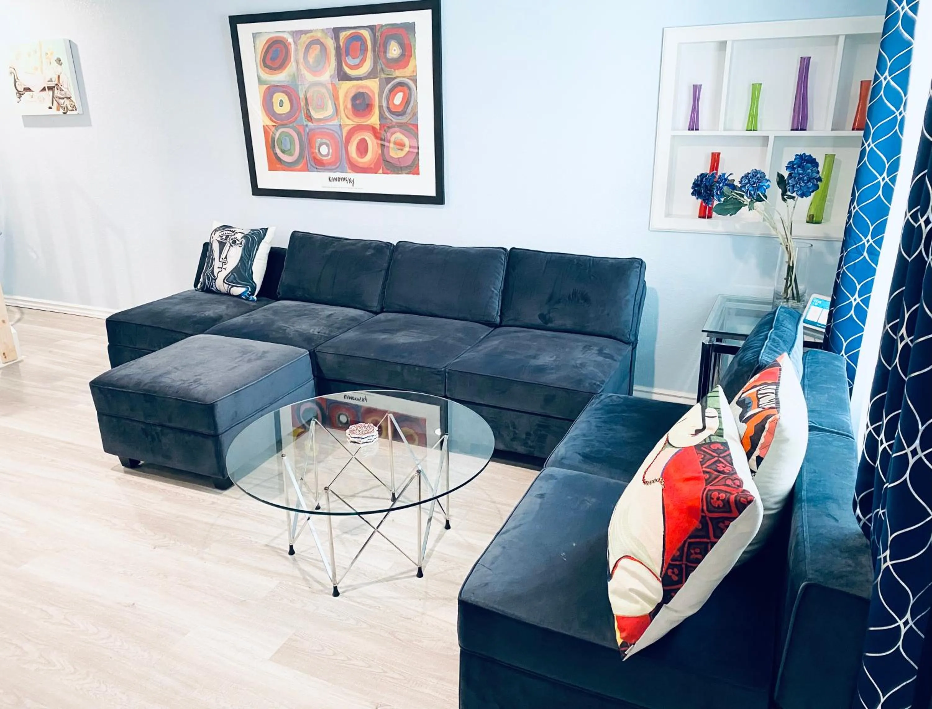 Living room in 3br home 2br unit close to USAFA with fireplace