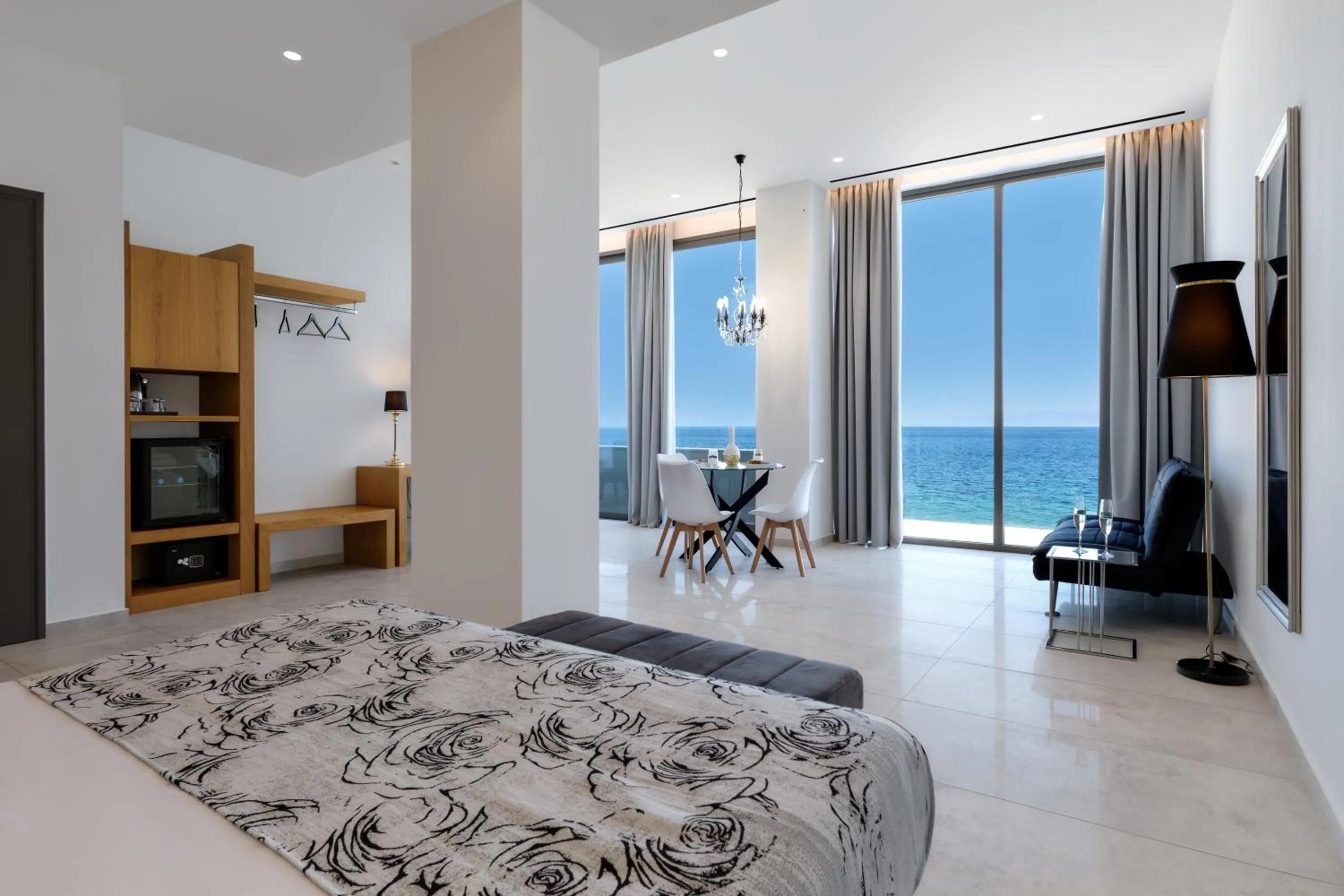 Seating area, Bed in Mythical Coast Wellness Retreat