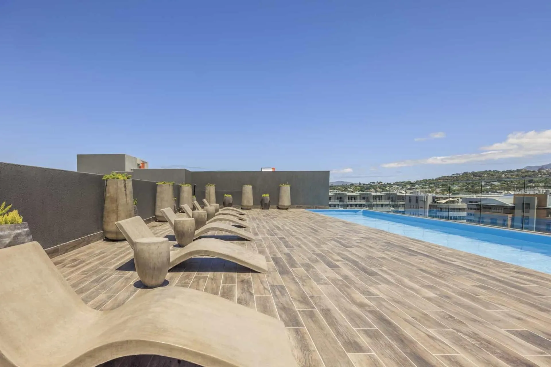 Pool view in Newlands Peak Aparthotel by Totalstay