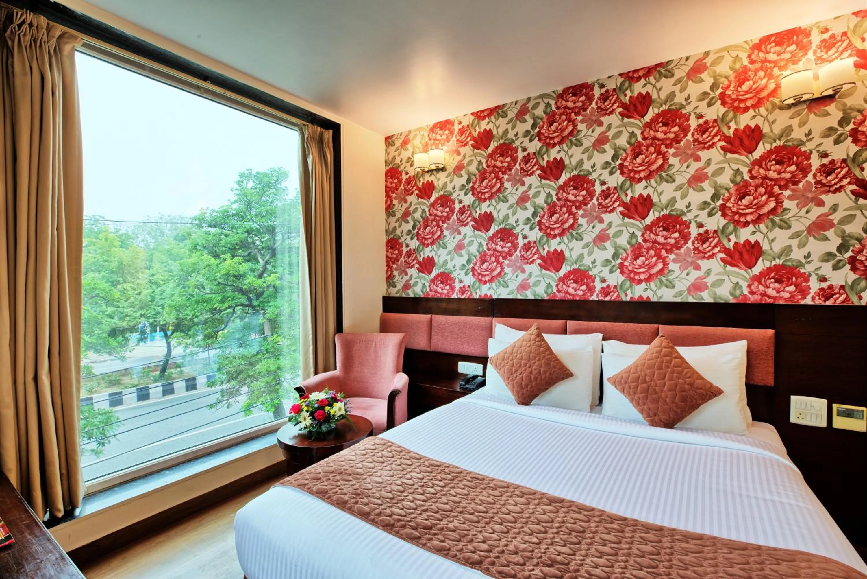 View (from property/room), Bed in Rosemallow Hotel New Delhi