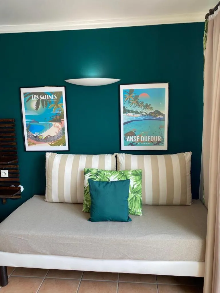 Bed in Studio Tropical avec vue mer dans une résidence hôtelière