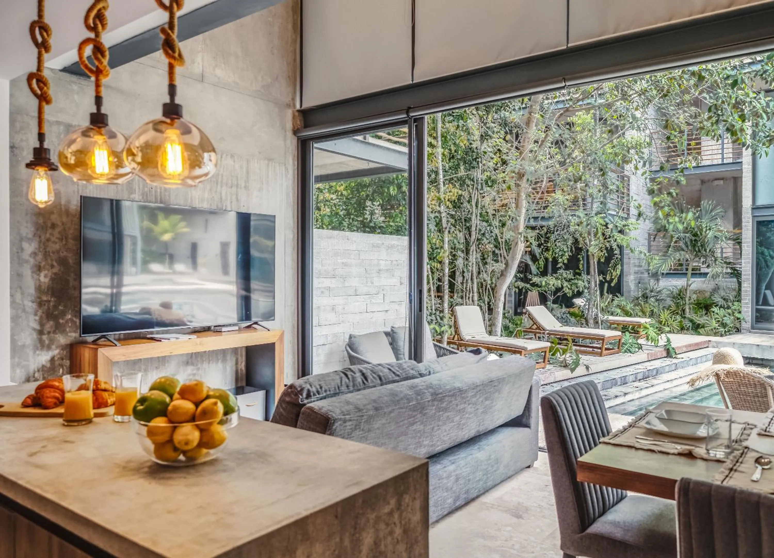 Living room in Incredible 1BR Swim Up with Private Cenote and Big Gym