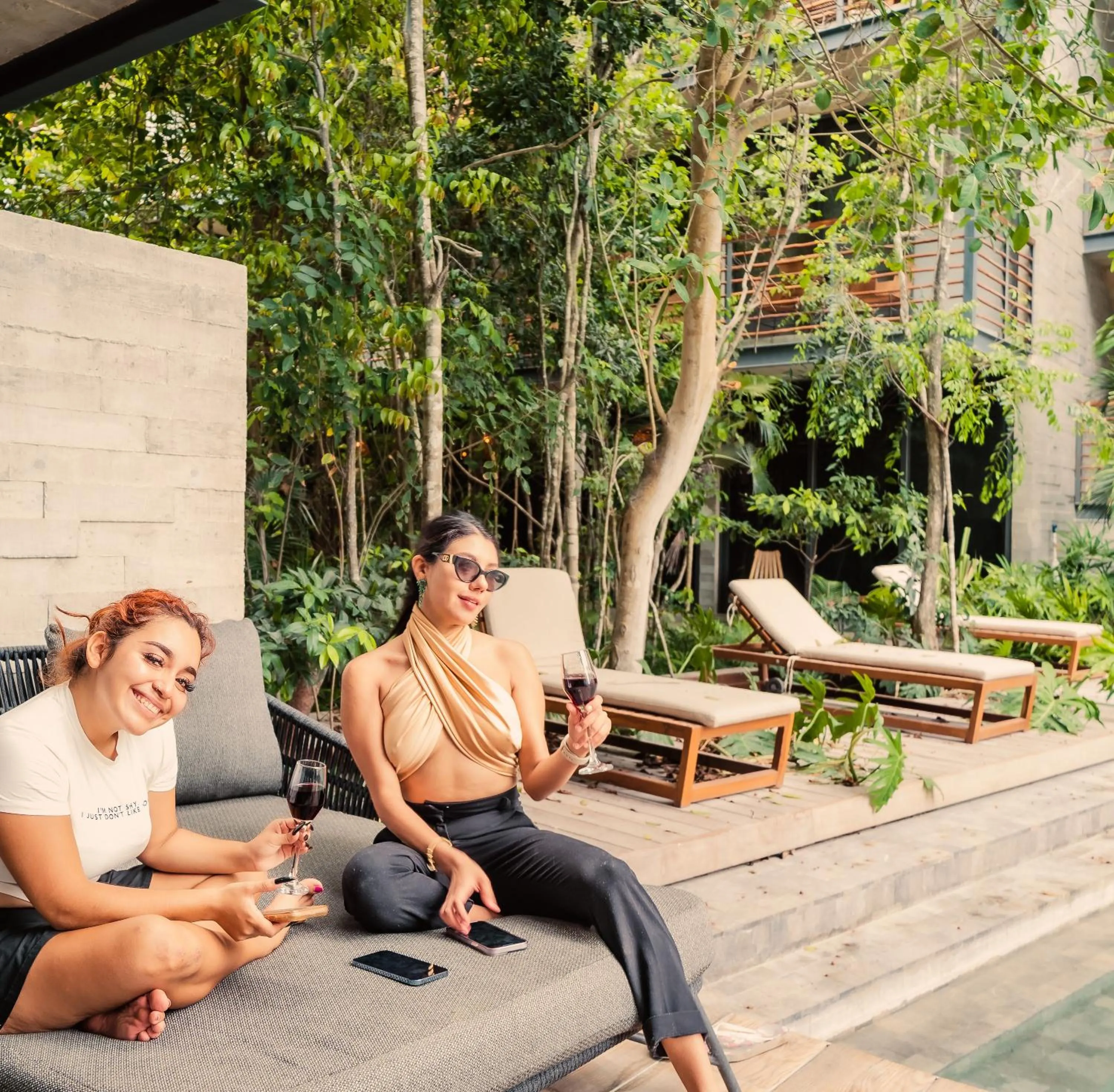 Patio in Incredible 1BR Swim Up with Private Cenote and Big Gym